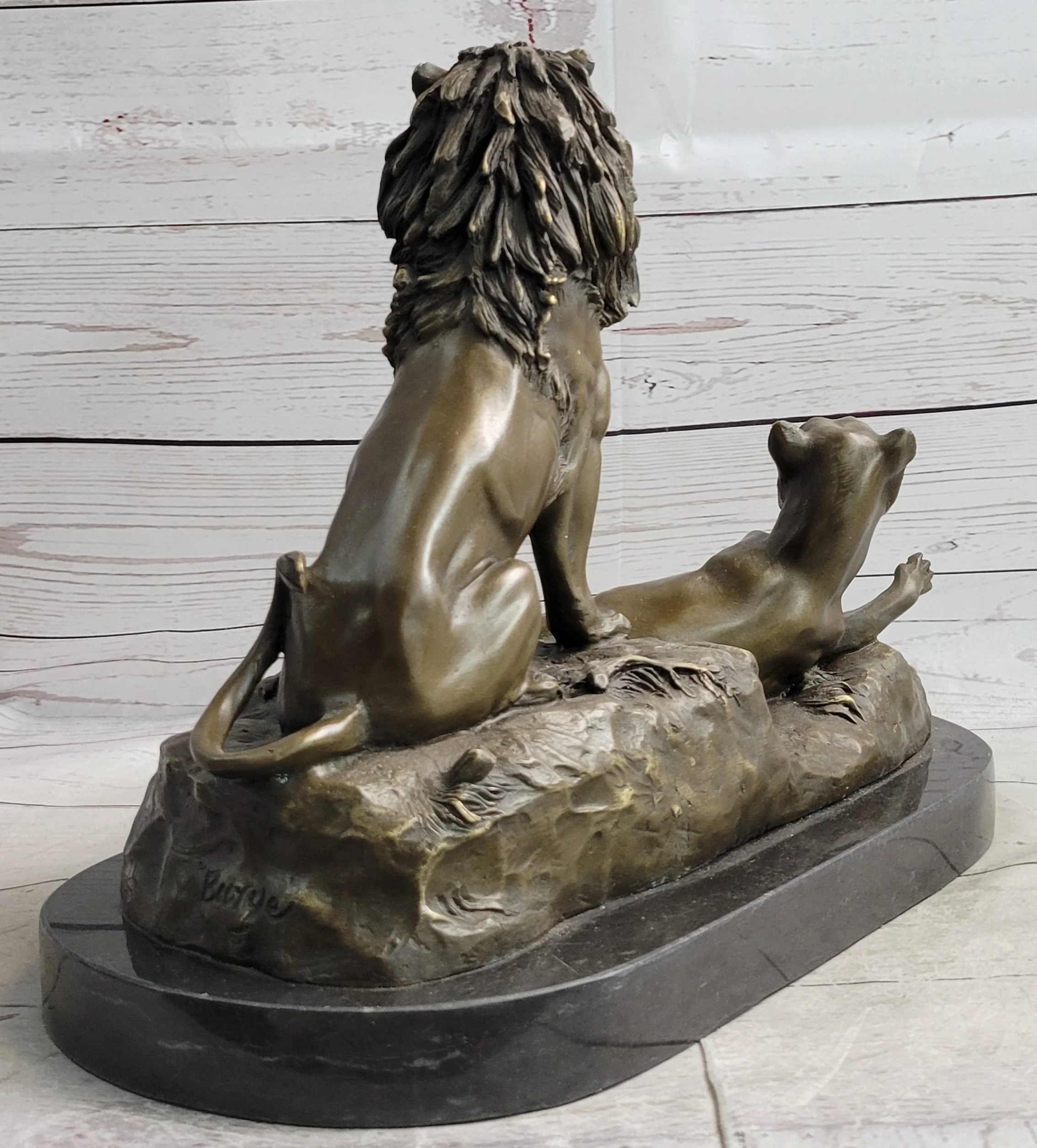 Male and Female Lions African Lion Safari Savannah Bronze Sculpture Statue Art Decor - Image 6