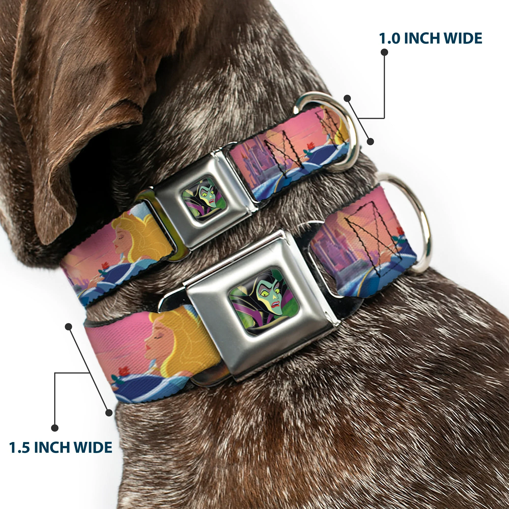 Maleficent Face3 Full Color Green Fade Seatbelt Buckle Collar - Sleeping Beauty & Maleficent/Maleficent Dragon Scenes - Image 2