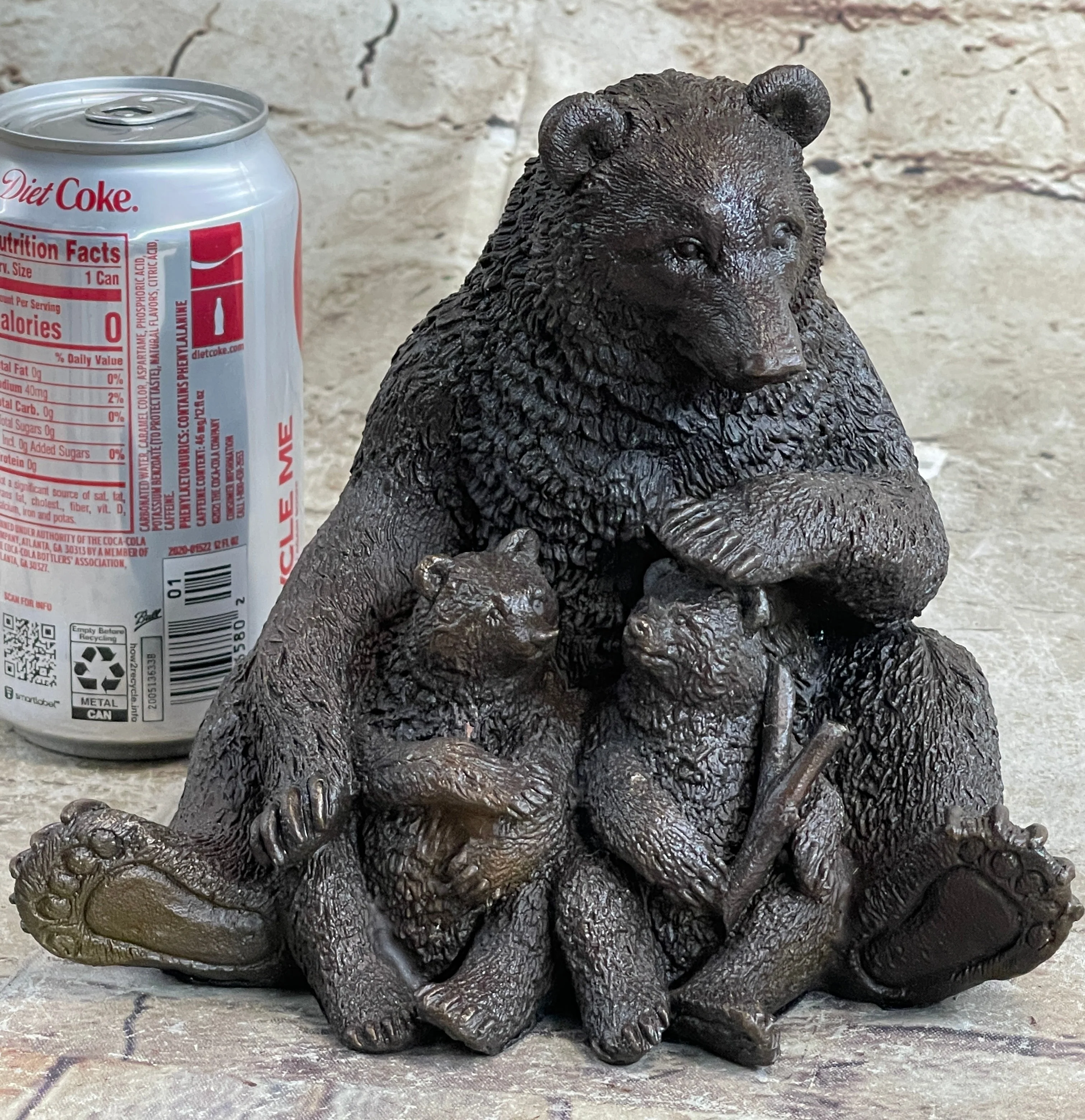 Mama Bear with Cubs Family of Bears Bronze Metal Figurine Sculpture Signed Art - Image 2