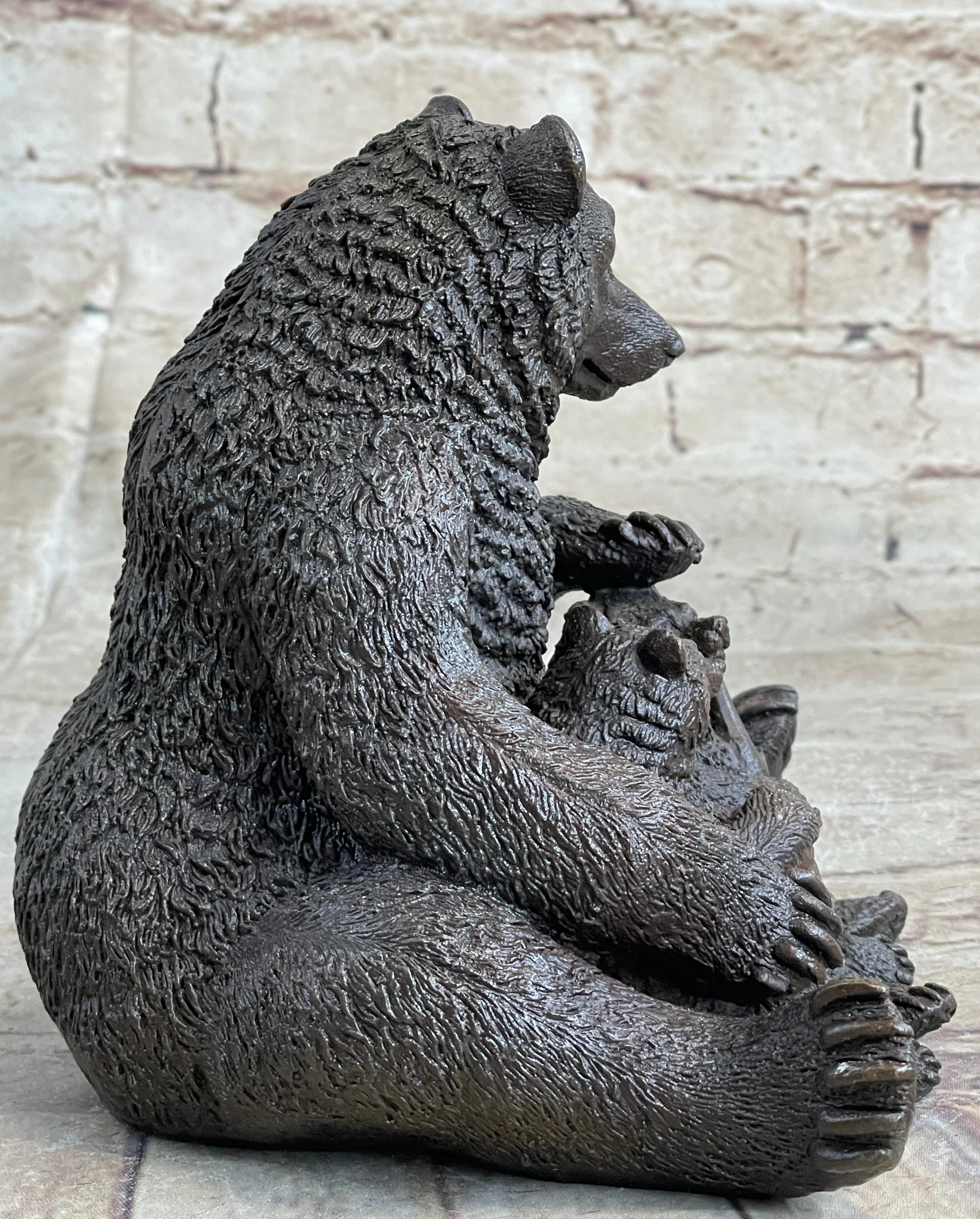 Mama Bear with Cubs Family of Bears Bronze Metal Figurine Sculpture Signed Art - Image 5