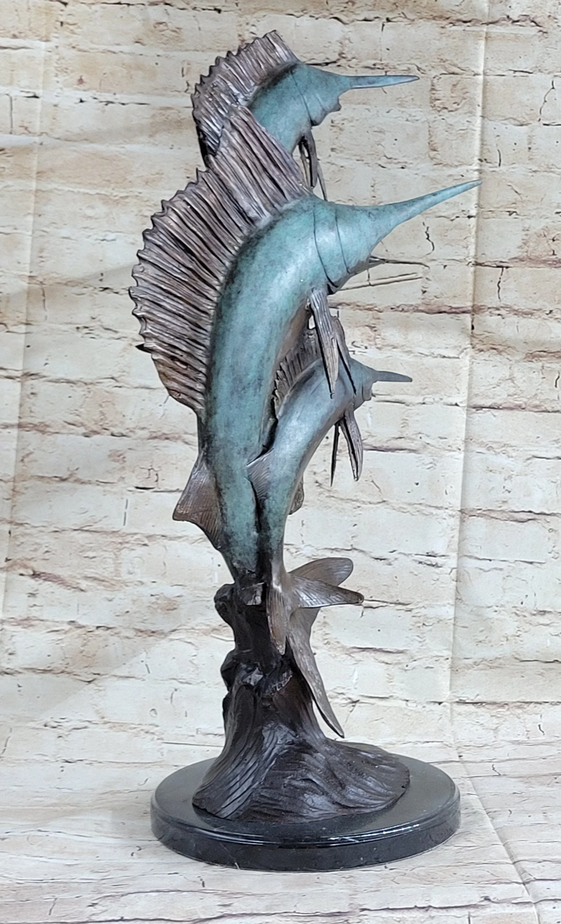 Marlin Sailfish Swordfish Nautical Bronze Statue Sculpture Ocean Sea Decor 24" x 12" - Image 4