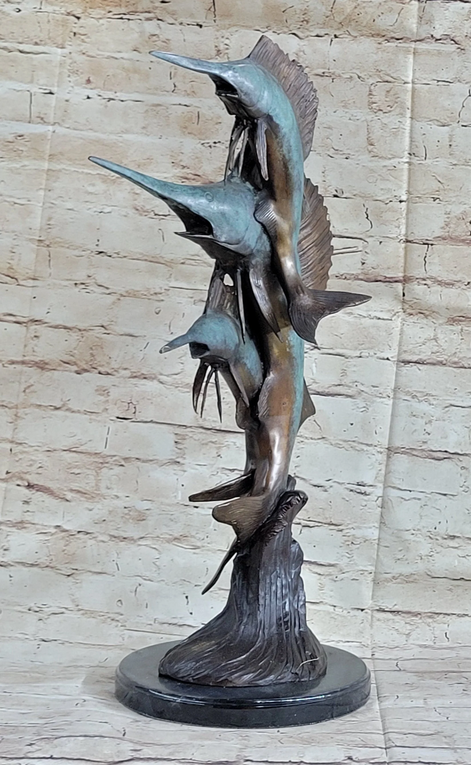Marlin Sailfish Swordfish Nautical Bronze Statue Sculpture Ocean Sea Decor 24" x 12" - Image 7