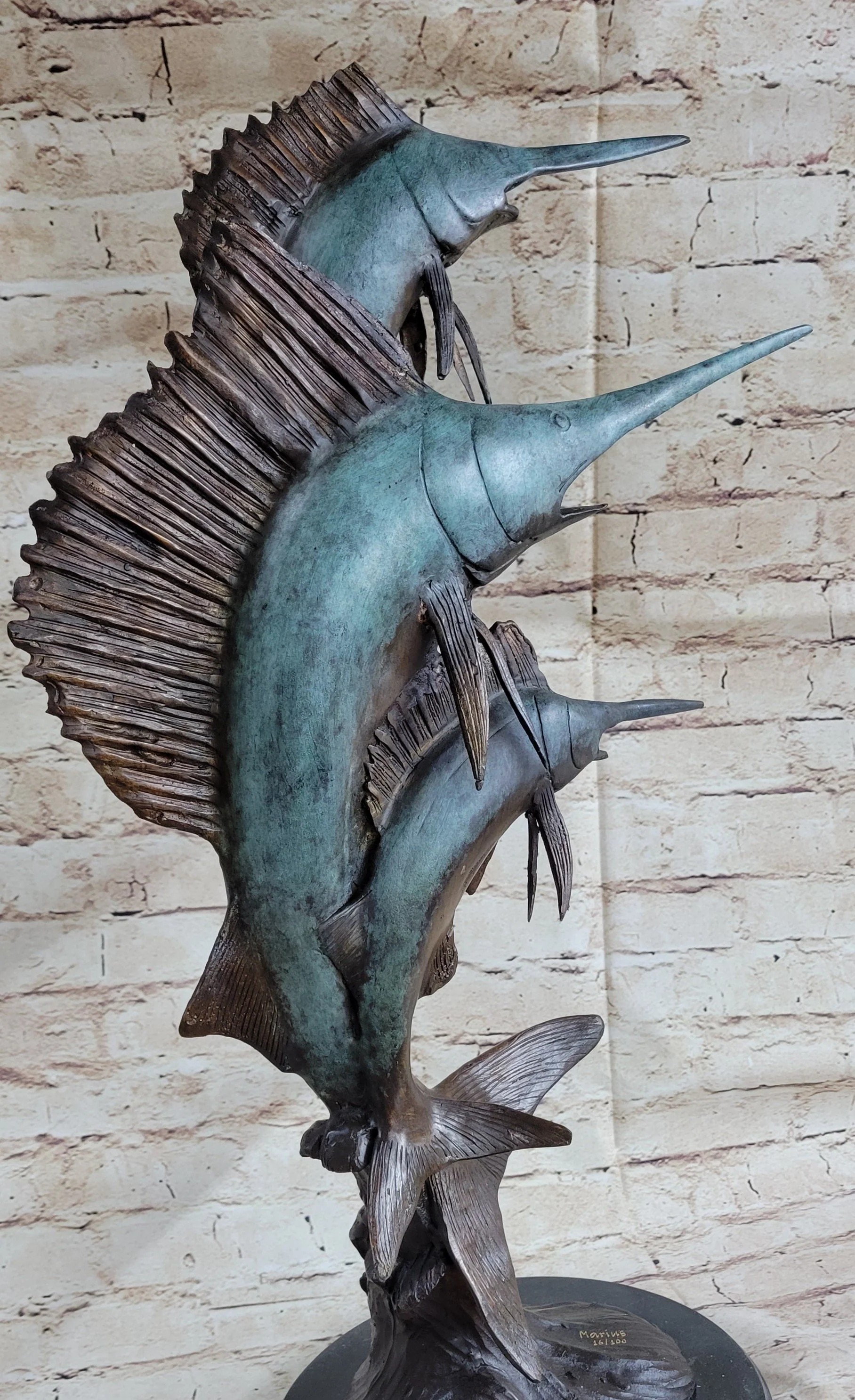 Marlin Sailfish Swordfish Nautical Bronze Statue Sculpture Ocean Sea Decor 24" x 12" - Image 9