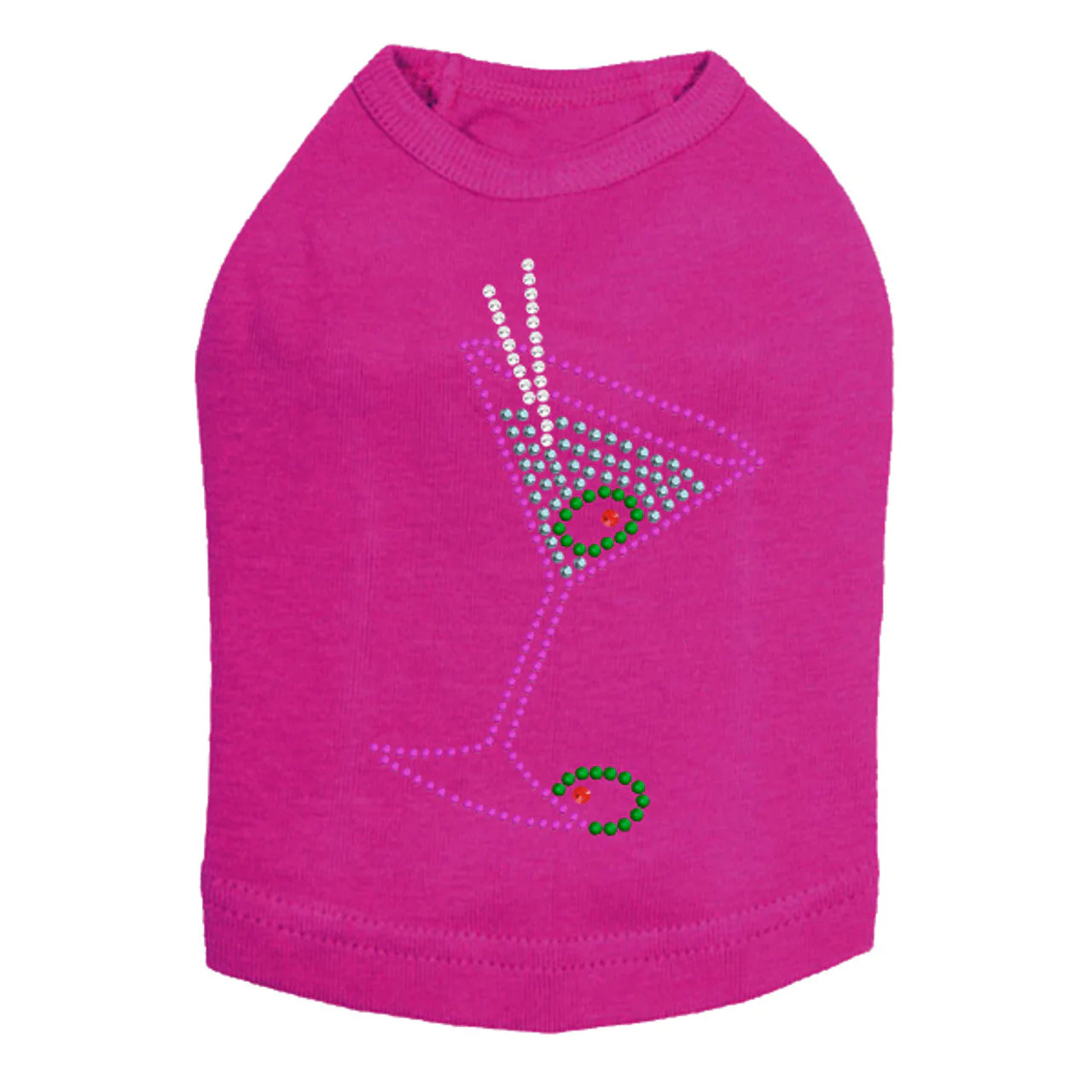 Martini - Fuchsia with Blue Rhinestones - Dog Tank - Image 5