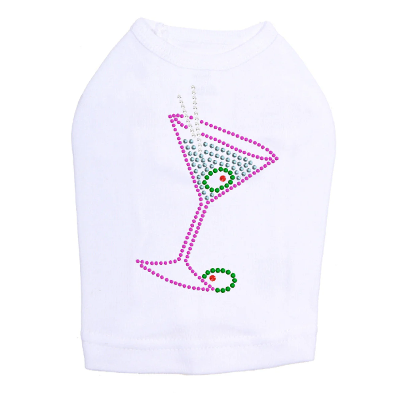 Martini - Fuchsia with Blue Rhinestones - Dog Tank - Image 6