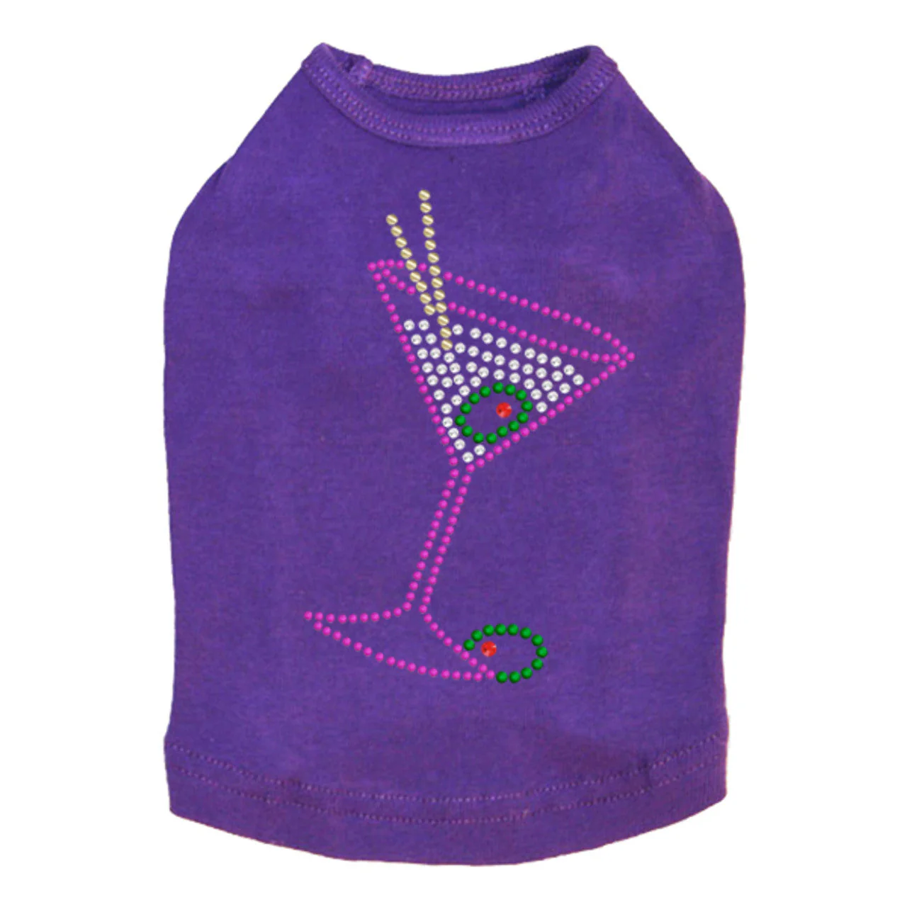 Martini - Fuchsia with Clear Rhinestones - Dog Tank - Image 3