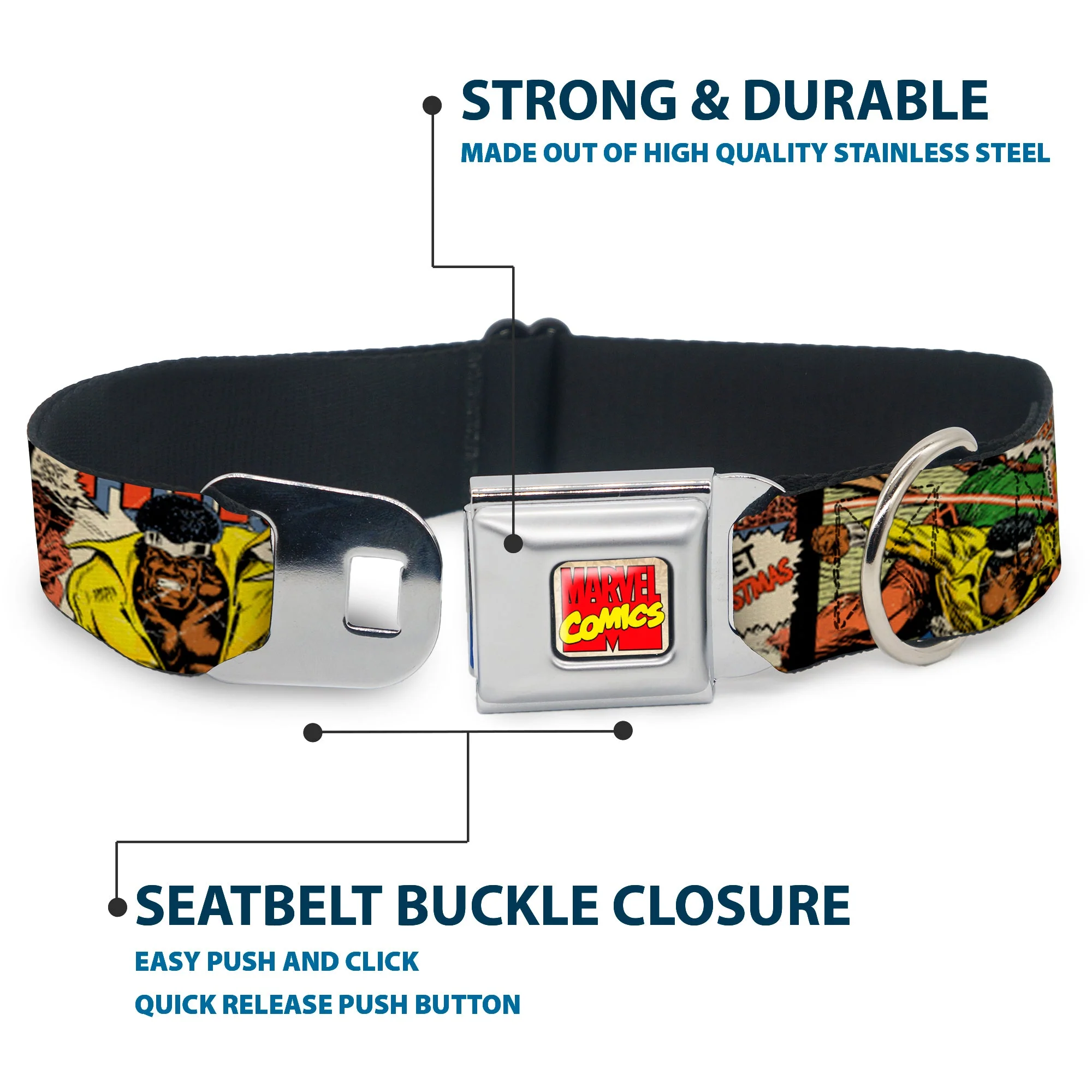 Marvel Comics Logo Full Color Seatbelt Buckle Collar - 5-Classic Luke Cage Comic Scene Blocks - Image 4
