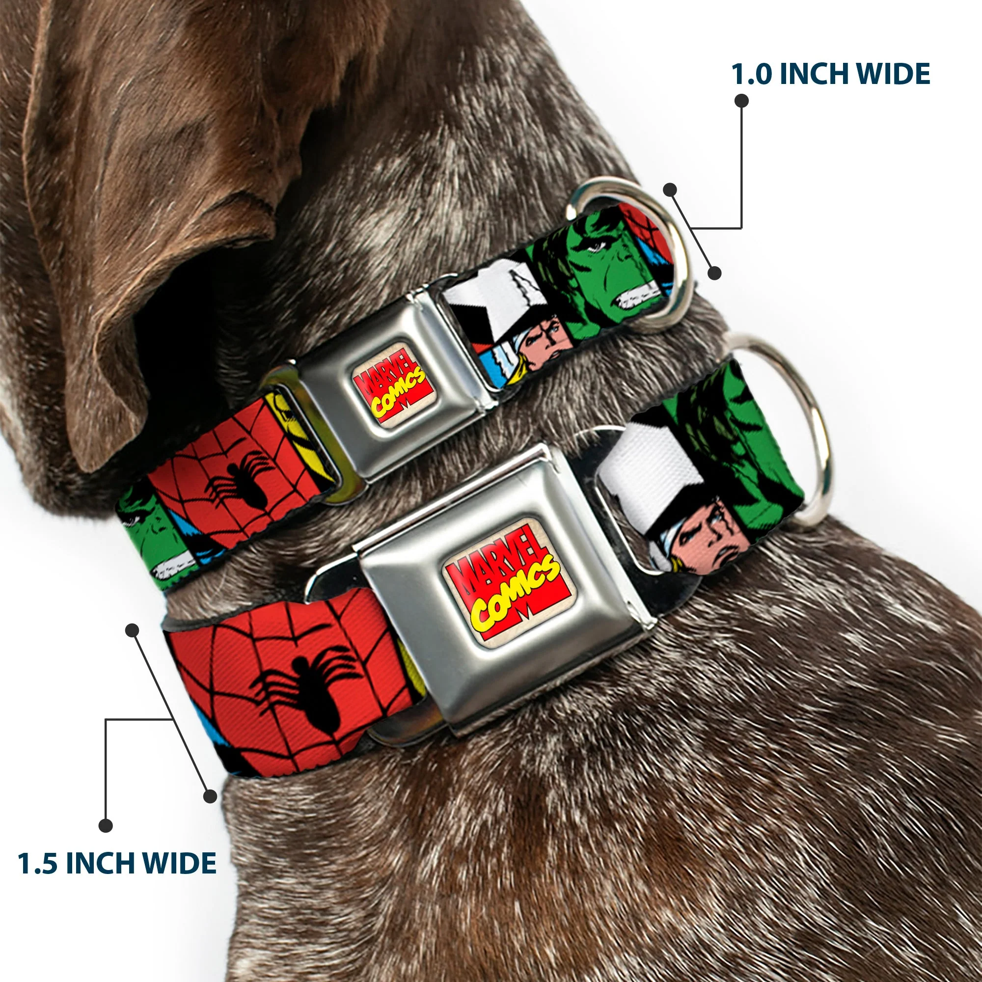 MARVEL COMICS Marvel Comics Logo Full Color Seatbelt Buckle Collar - Marvel Superhero Comic Blocks - Image 2
