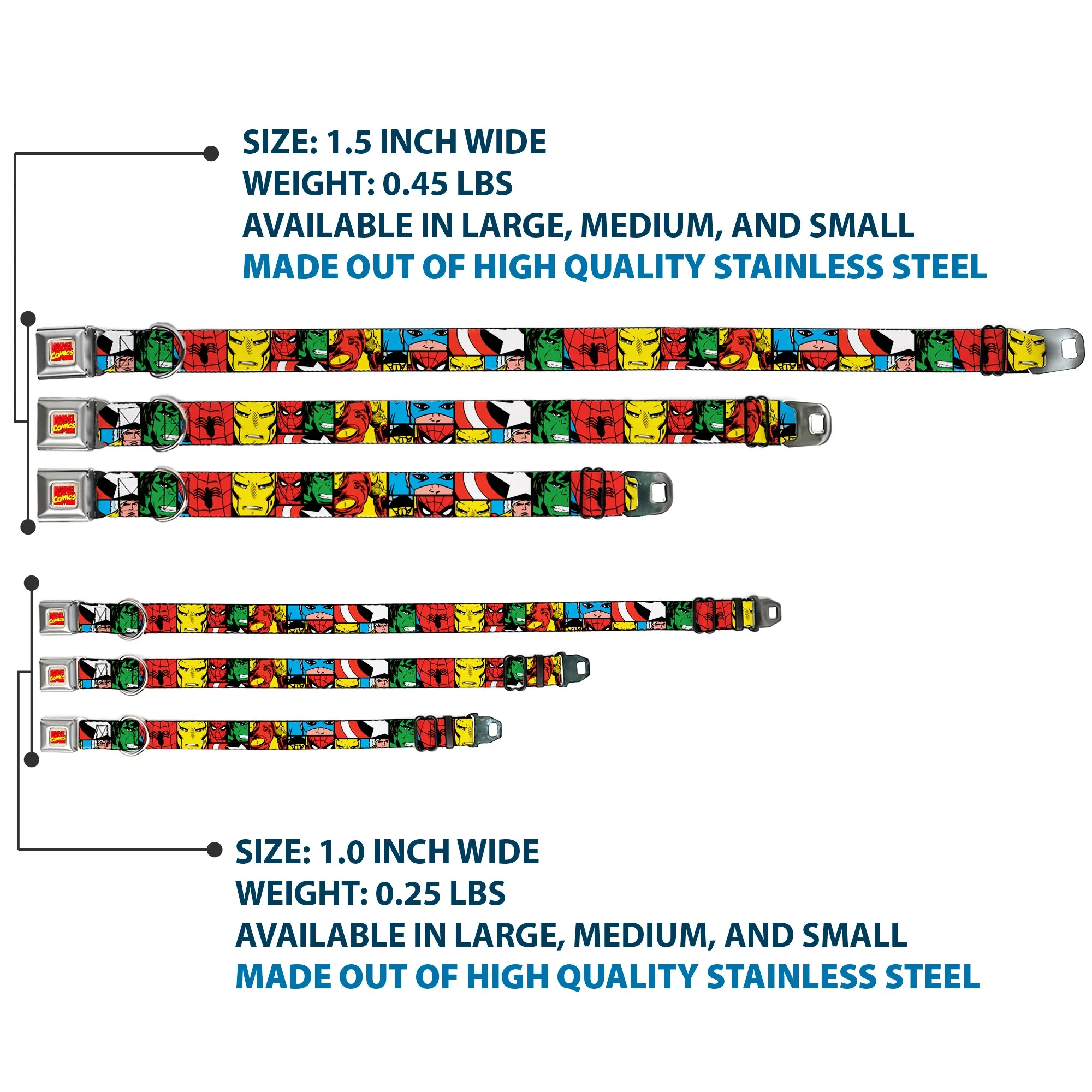 MARVEL COMICS Marvel Comics Logo Full Color Seatbelt Buckle Collar - Marvel Superhero Comic Blocks - Image 3