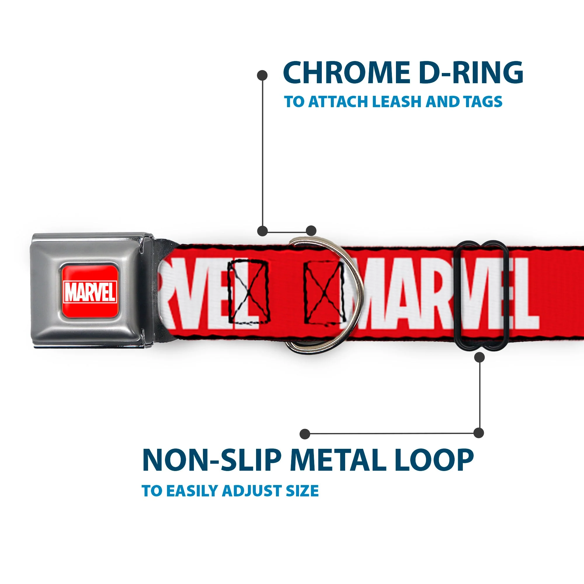 MARVEL Full Color Red/White Seatbelt Buckle Collar - MARVEL Red Brick Logo Red/White - Image 5