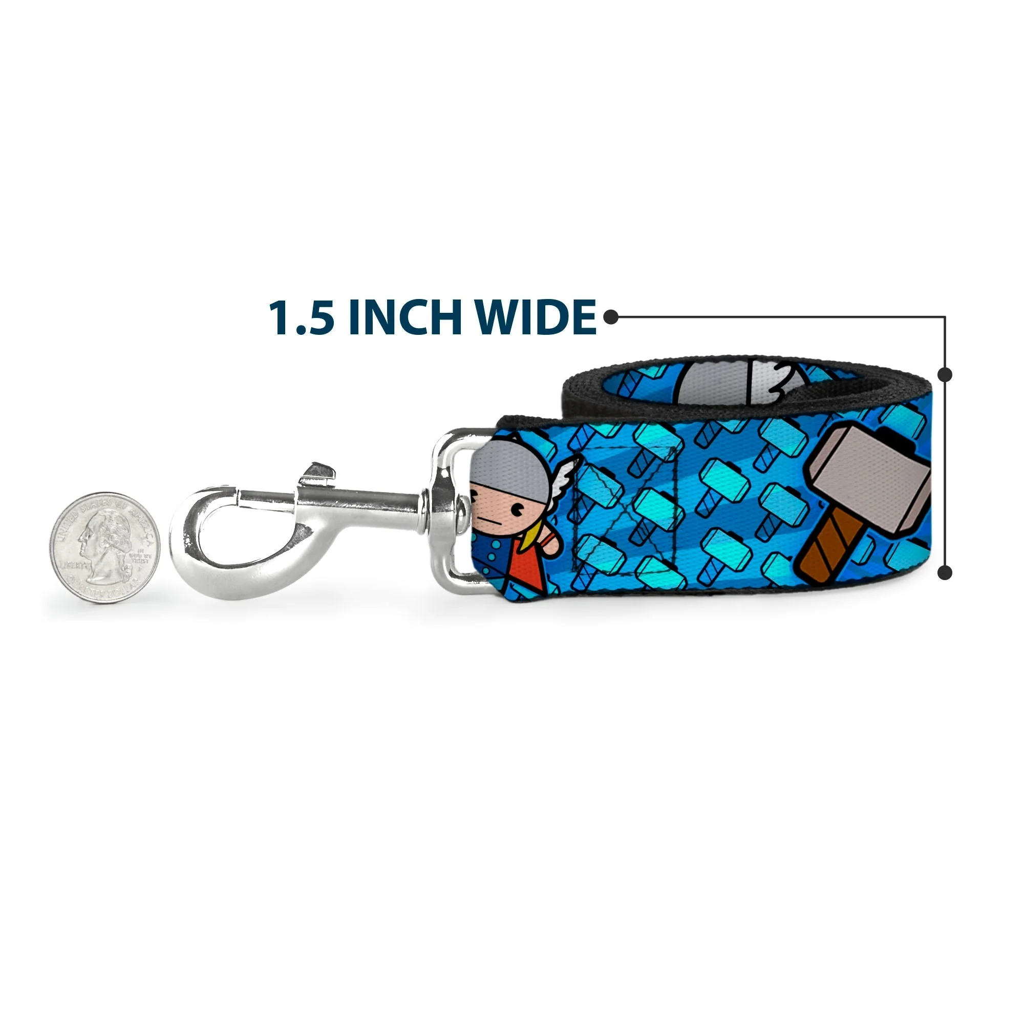 MARVEL UNIVERSE Dog Leash - Kawaii Thor Poses Hammer Monogram Blues - Image 6
