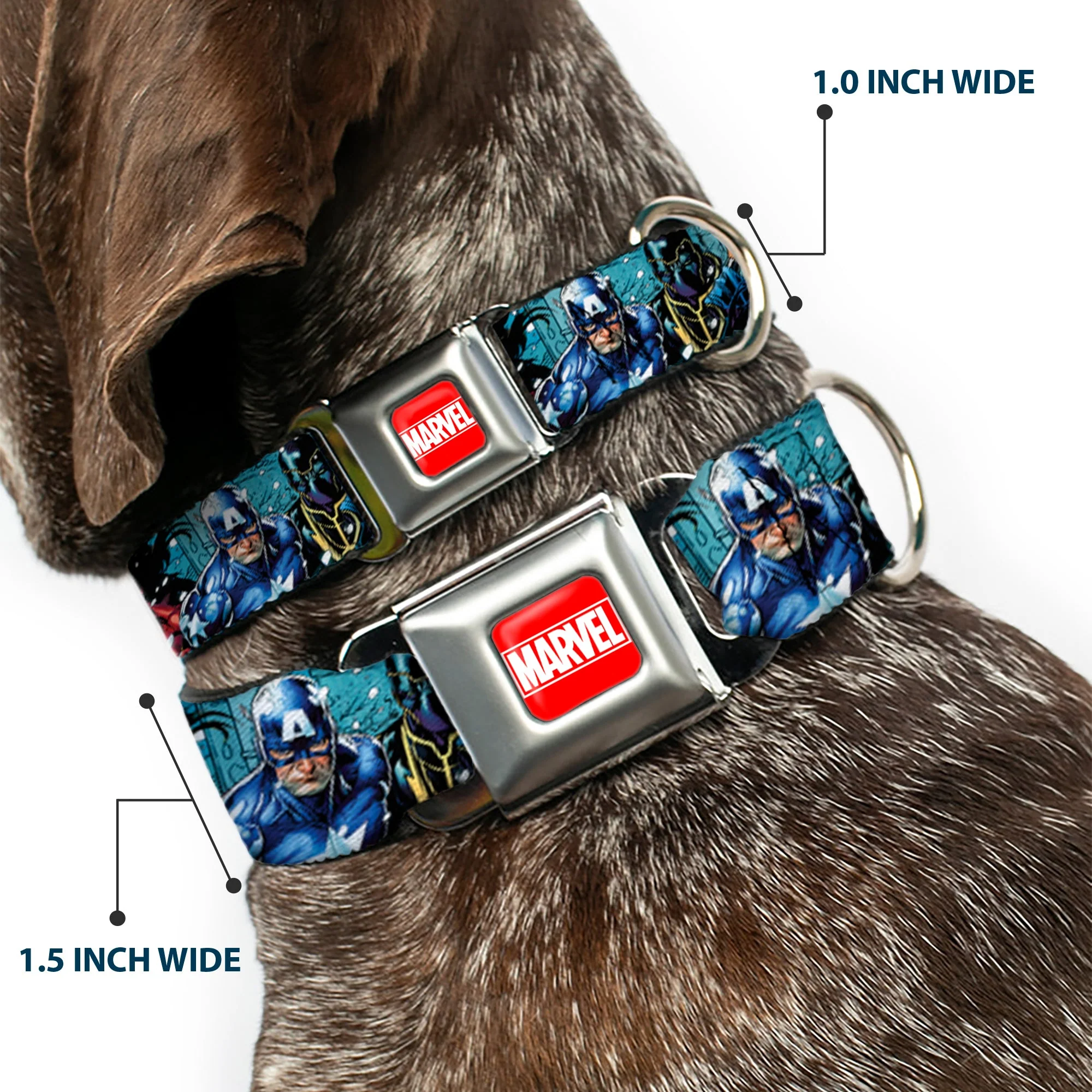 MARVEL UNIVERSE MARVEL Full Color Red White Seatbelt Buckle Collar - New Avengers Group Snow Storm Pose - Image 2
