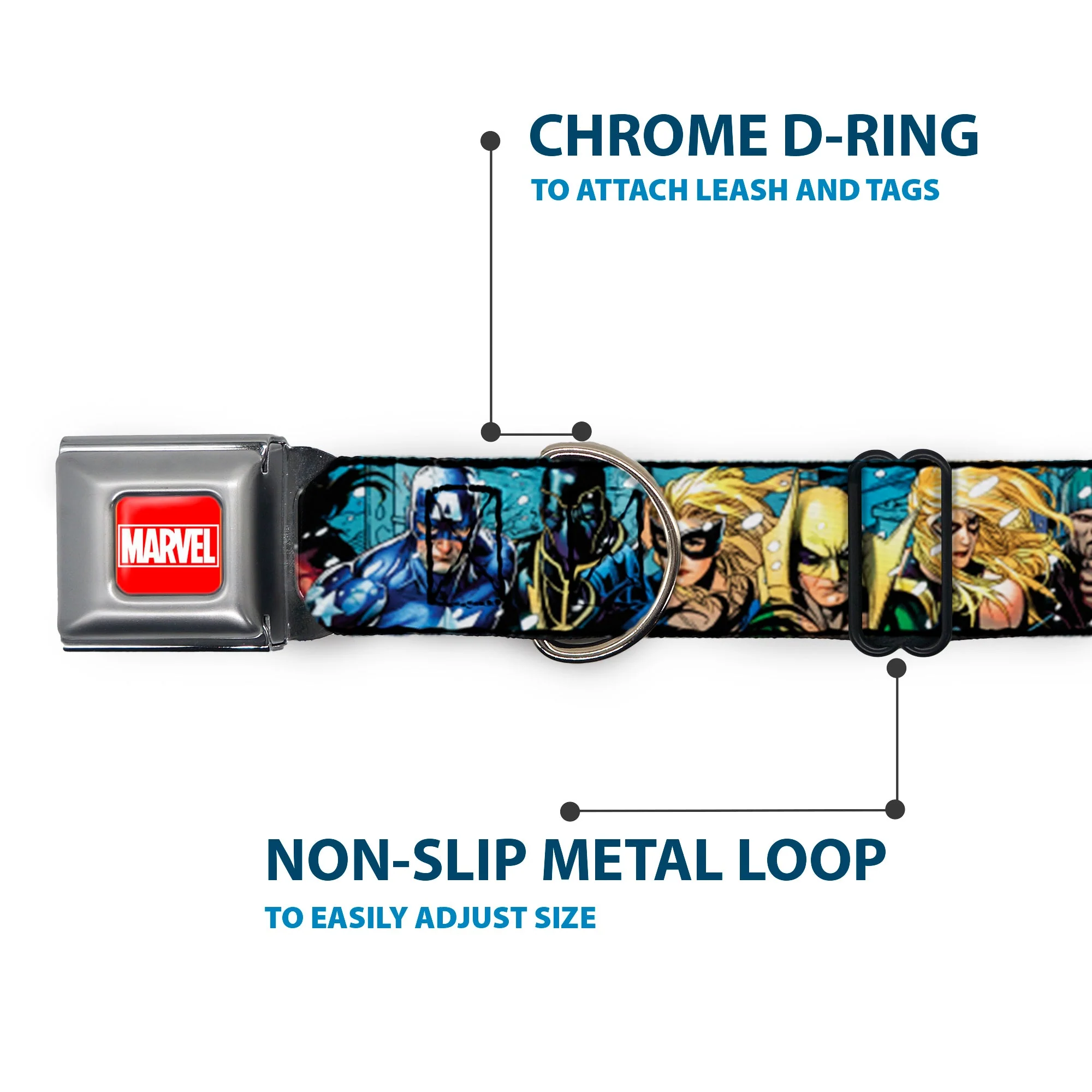 MARVEL UNIVERSE MARVEL Full Color Red White Seatbelt Buckle Collar - New Avengers Group Snow Storm Pose - Image 5
