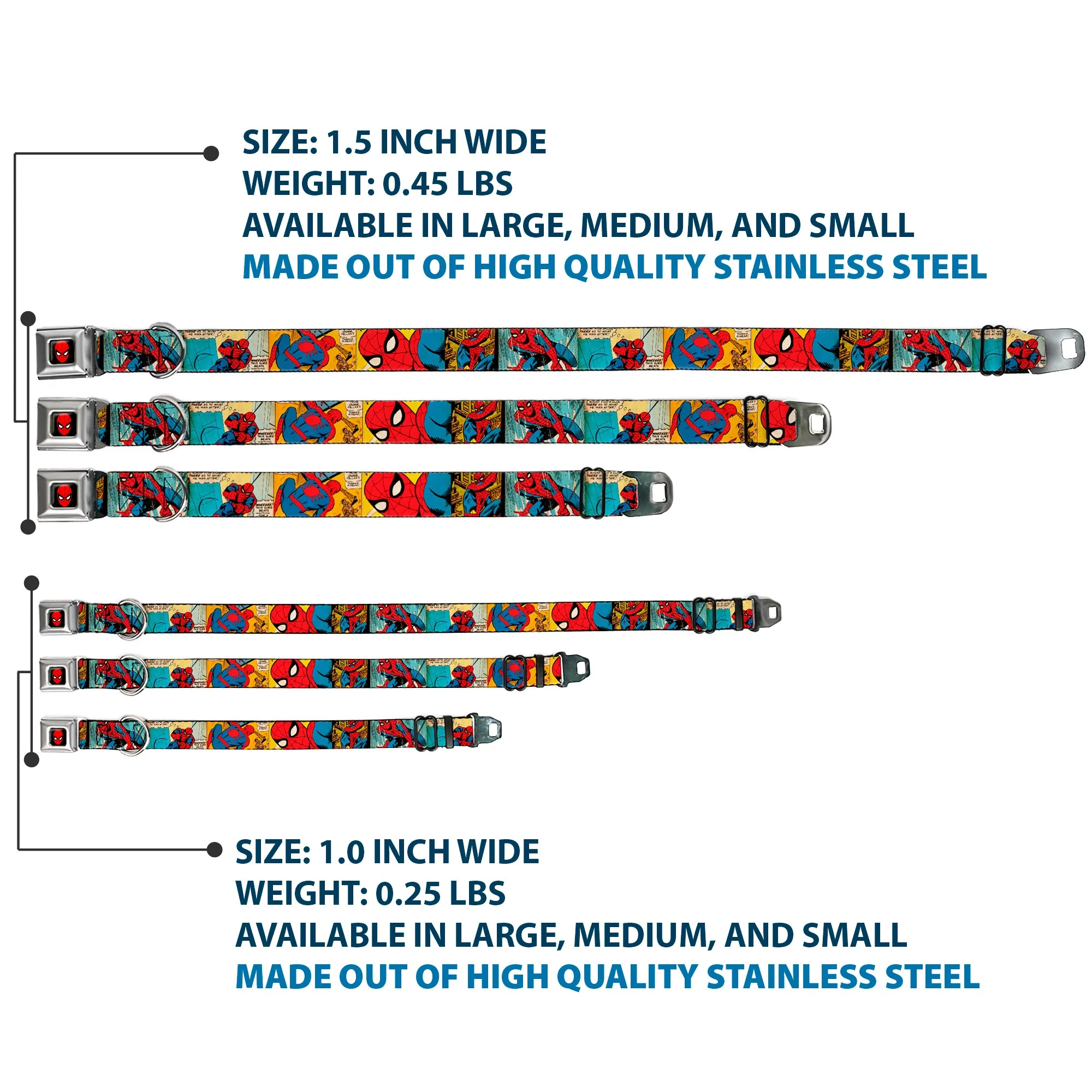 MARVEL UNIVERSE Spider-Man Full Color Seatbelt Buckle Collar - Spider-Man Comic Strip - Image 3