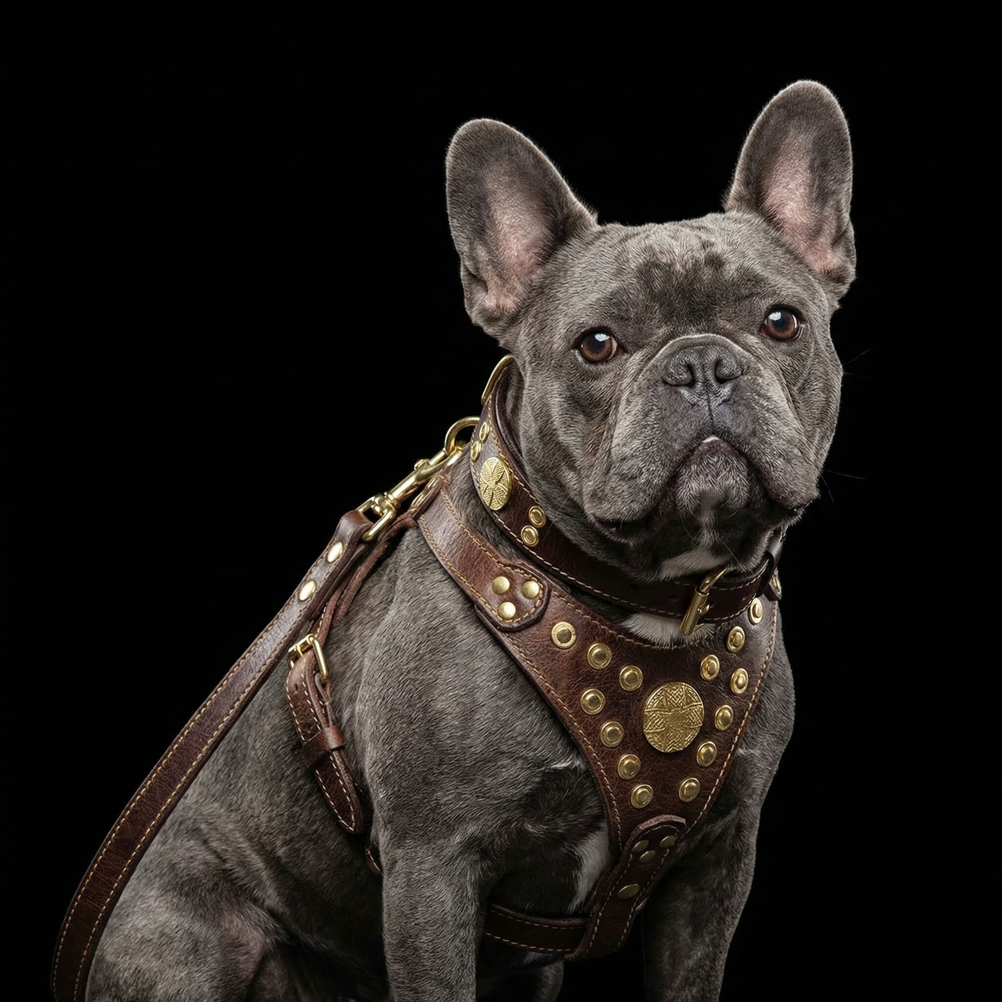 "Maximus Brown&Gold" Small dog SET - Harness - collar - lead - Image 2