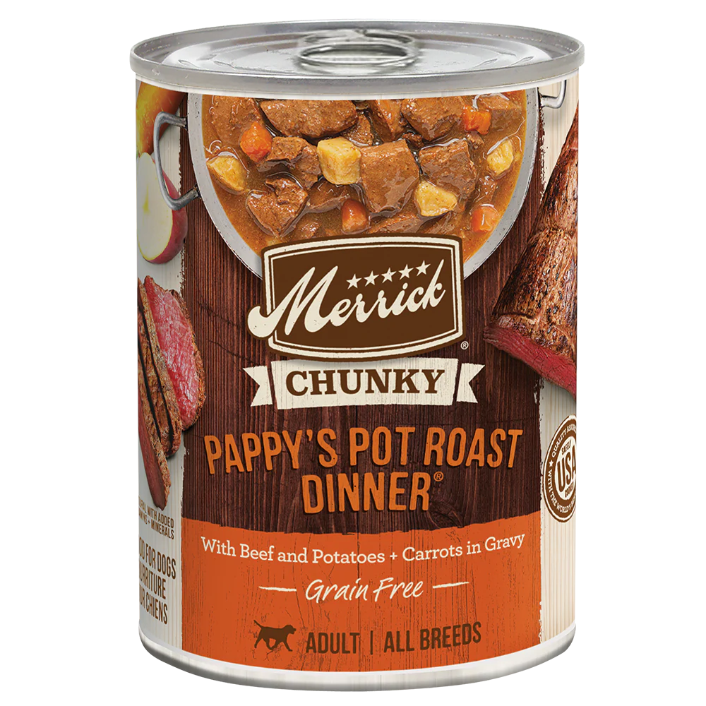 Merrick Chunky Grain Free Pappys Pot Roast Wet Dog Food (12.7oz)