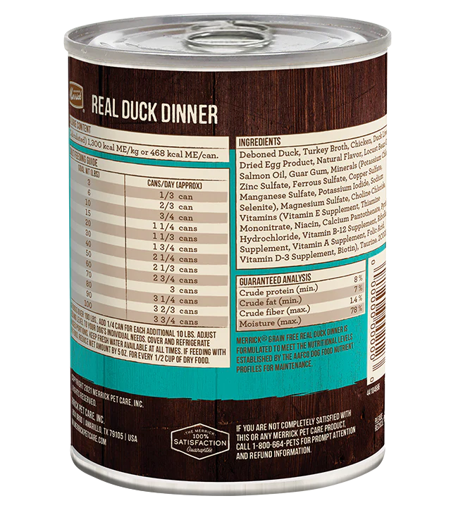 Merrick Grain Free Real Duck Dinner Wet Dog Food (12.7oz) - Image 2