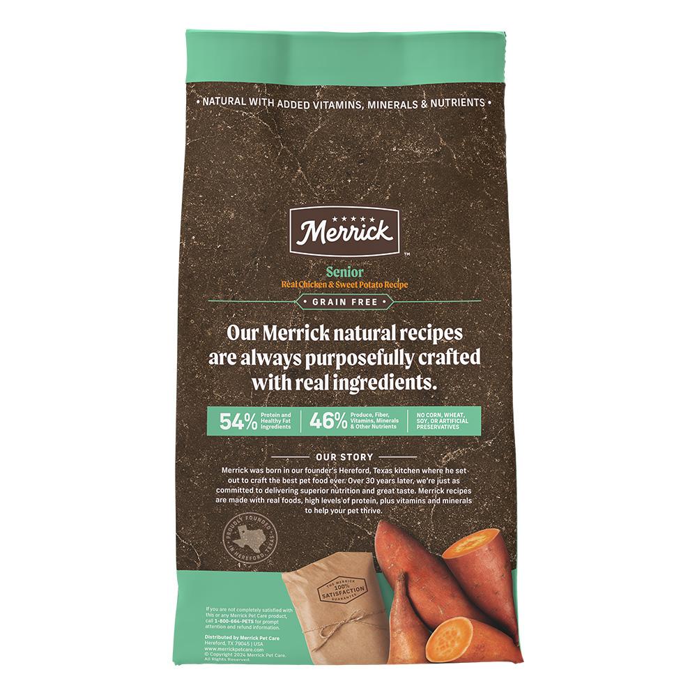 Merrick Grain Free Senior Chicken and Sweet Potato Dog Dry Food (4lb) - Image 2