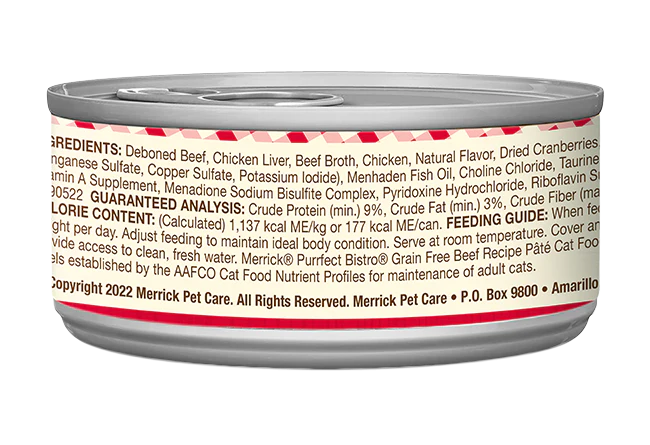 Merrick Purrfect Bistro Grain Free Adult Beef Pate Cat Food - Image 2