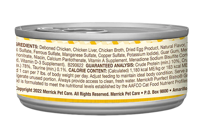 Merrick Purrfect Bistro Grain Free Adult Chicken Pate Cat Food (3oz) - Image 2