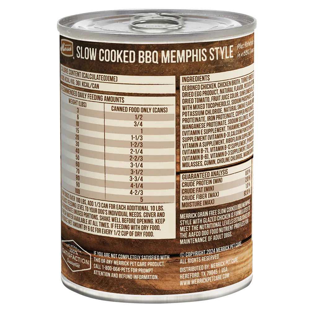 Merrick Slow Cooked Grain Free Adult BBQ Memphis Chicken Wet Dog Food (12.7oz) - Image 2