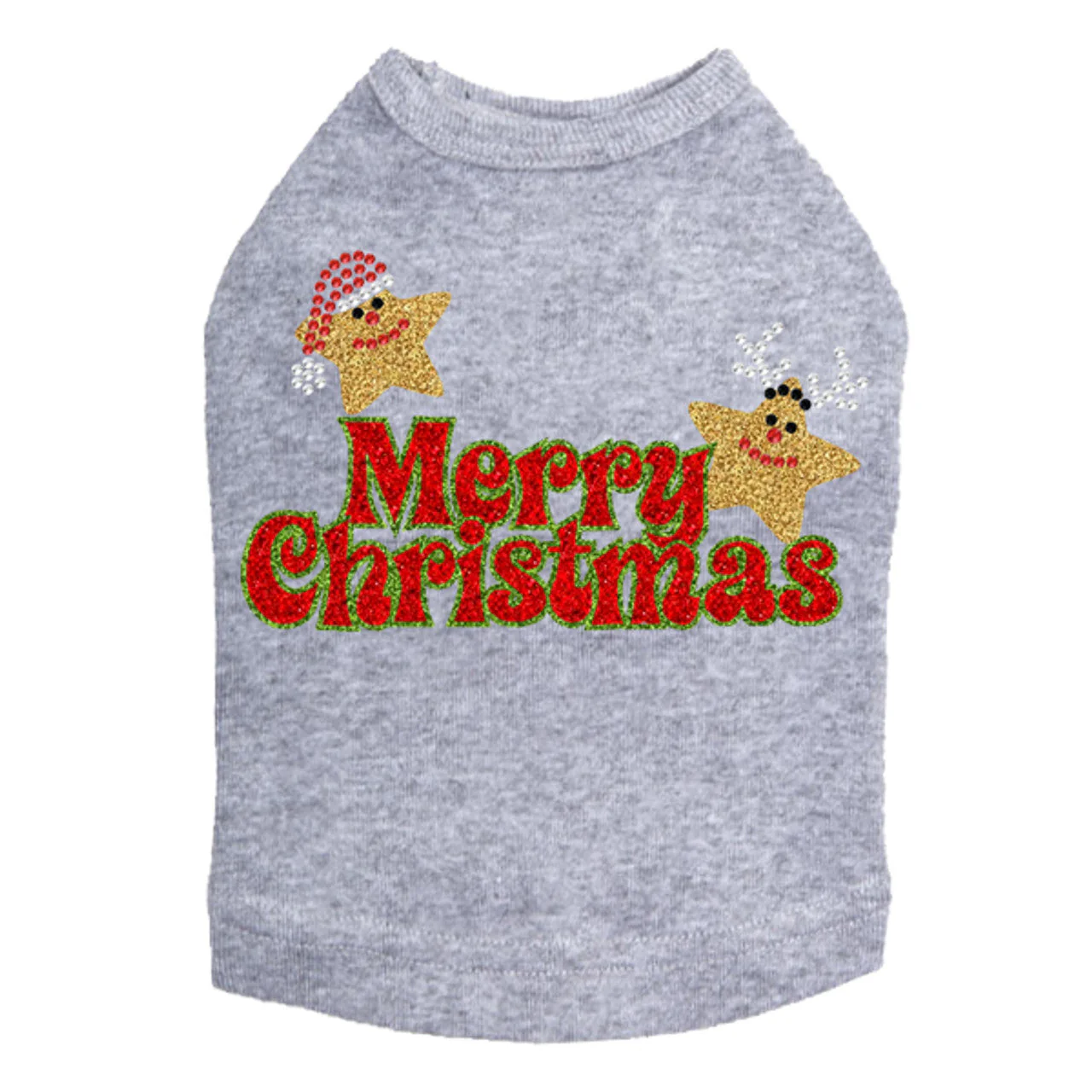 Merry Christmas Glitter Stars - Dog Tank - Image 13