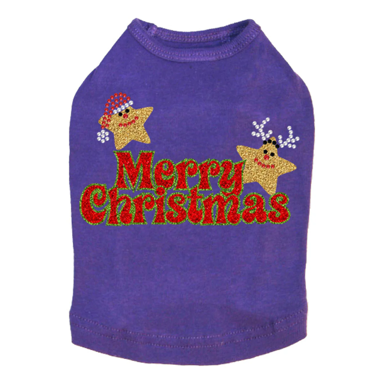 Merry Christmas Glitter Stars - Dog Tank - Image 2