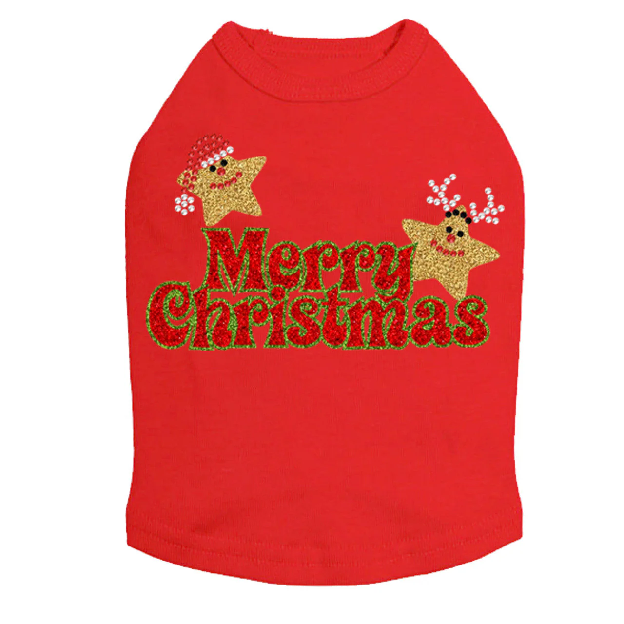 Merry Christmas Glitter Stars - Dog Tank - Image 4