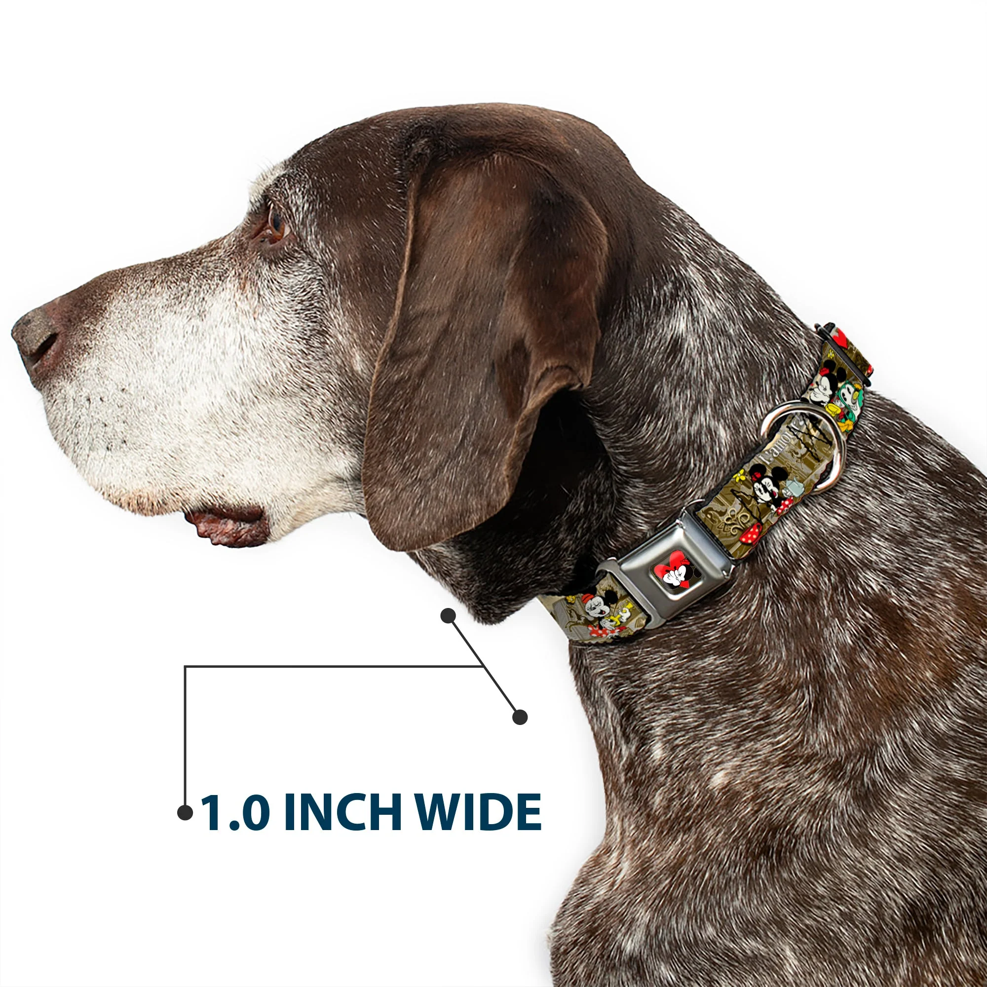 Mickey & Minnie Kiss Heart Full Color Gray Seatbelt Buckle Collar - Mickey & Minnie Croissant de Triomphe Scenes - Image 6