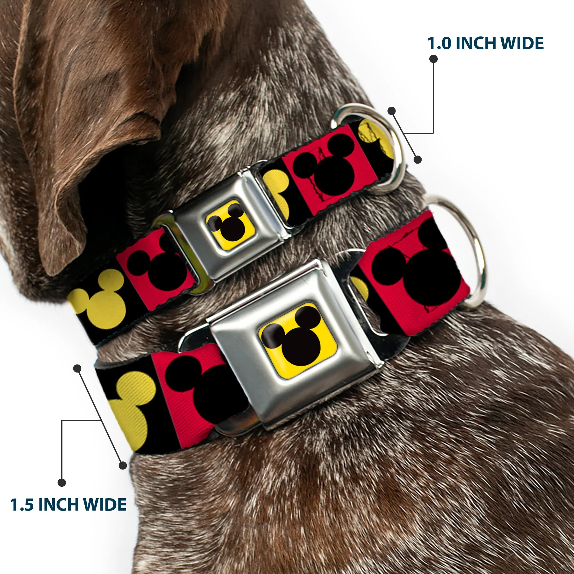 Mickey Mouse Ears Full Color Yellow/Black Seatbelt Buckle Collar - Mickey Mouse Ears Icon Blocks Red/Black/Yellow - Image 2