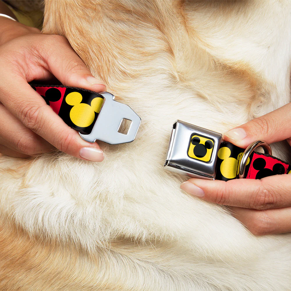 Mickey Mouse Ears Full Color Yellow/Black Seatbelt Buckle Collar - Mickey Mouse Ears Icon Blocks Red/Black/Yellow - Image 8