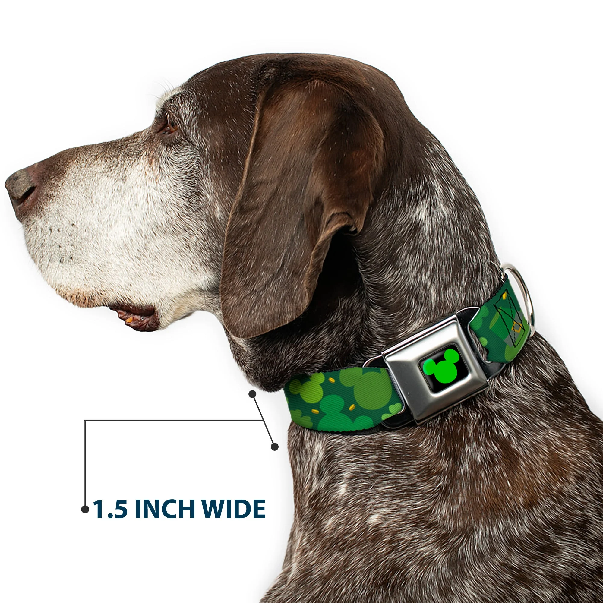 Mickey Silhouette Full Color Black Green Seatbelt Buckle Collar - St. Patricks Day Mickey Collage Greens - Image 7