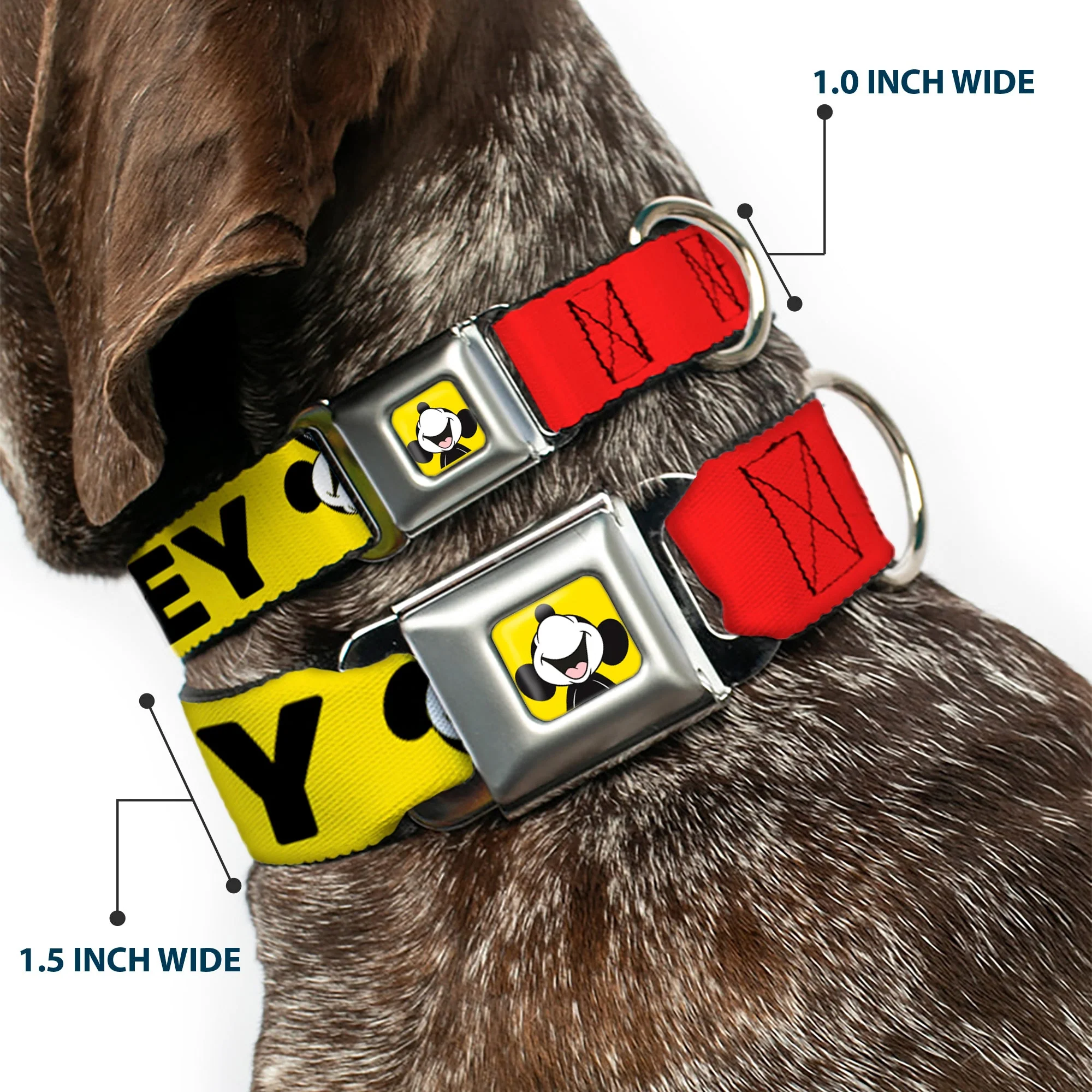 Mickey Smiling Up Pose Full Color Yellow/Black/White Seatbelt Buckle Collar - MICKEY Smiling Up Pose Flip/Buttons Yellow/Black/Red - Image 2