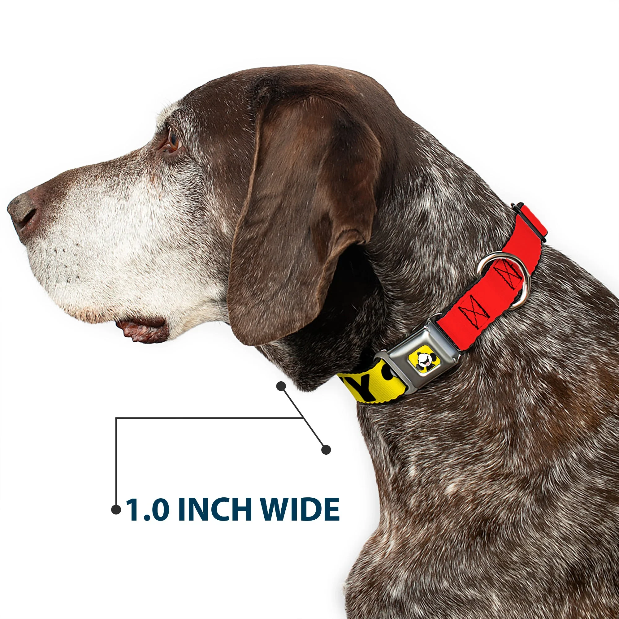 Mickey Smiling Up Pose Full Color Yellow/Black/White Seatbelt Buckle Collar - MICKEY Smiling Up Pose Flip/Buttons Yellow/Black/Red - Image 6