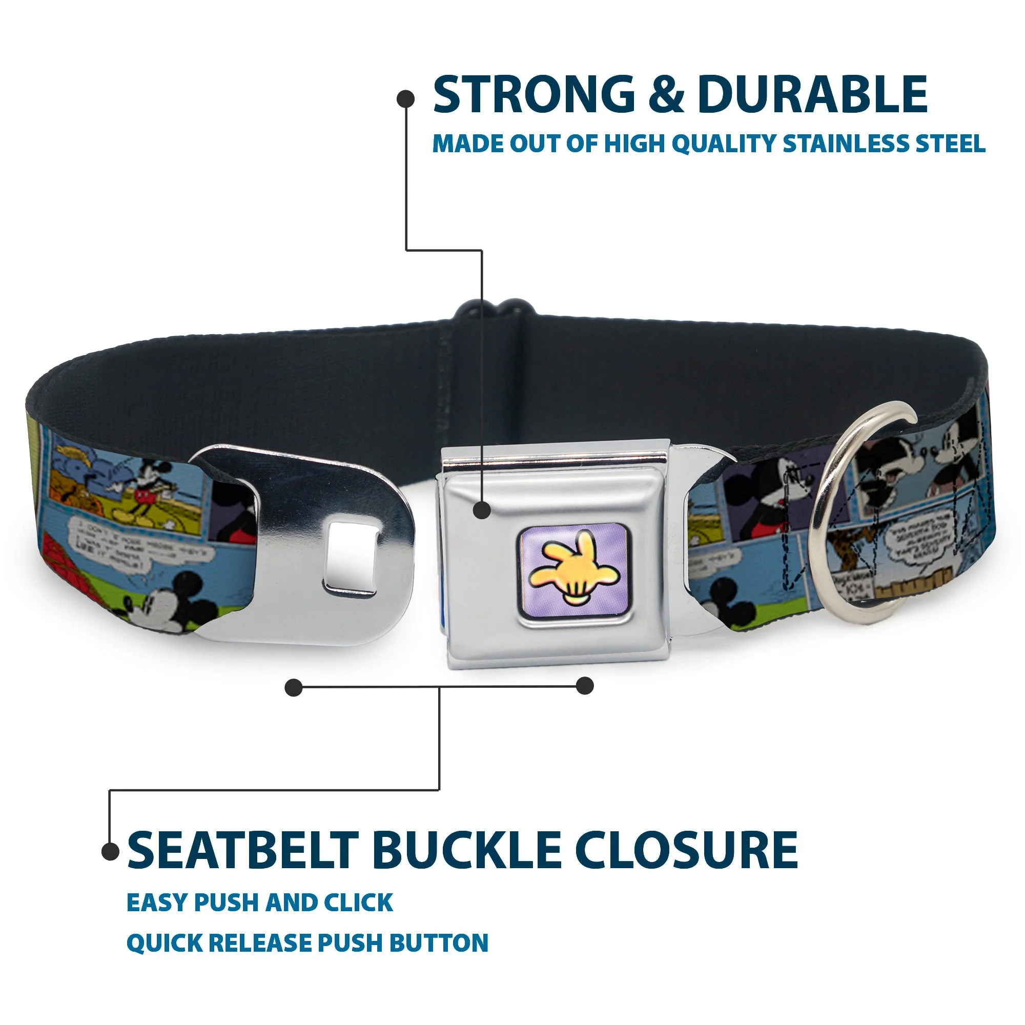 Mickeys Glove Purple Rays Full Color Seatbelt Buckle Collar - Mickey & Minnie Comic Strip - Image 4