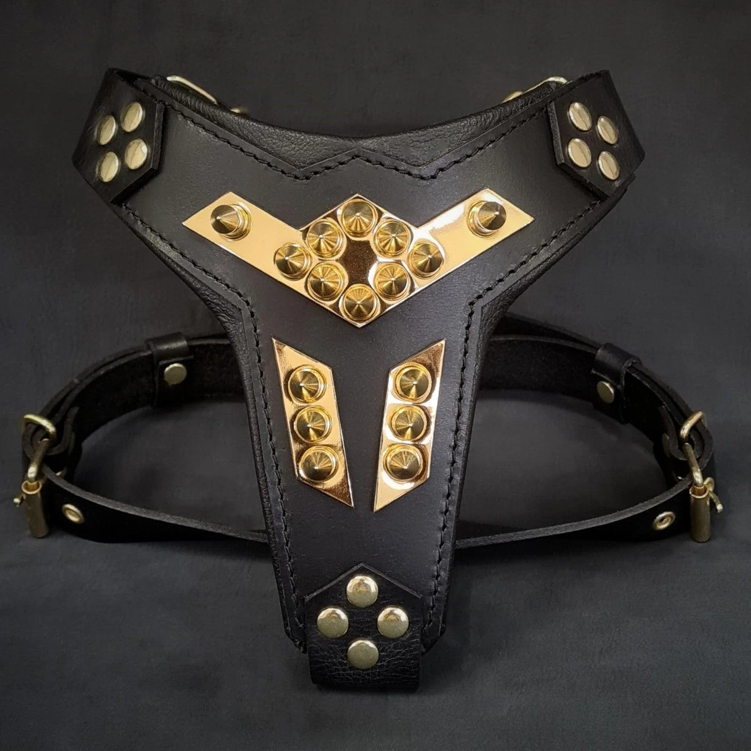 Bestia Dog Gear Genuine Leather Dog Harness - Gold