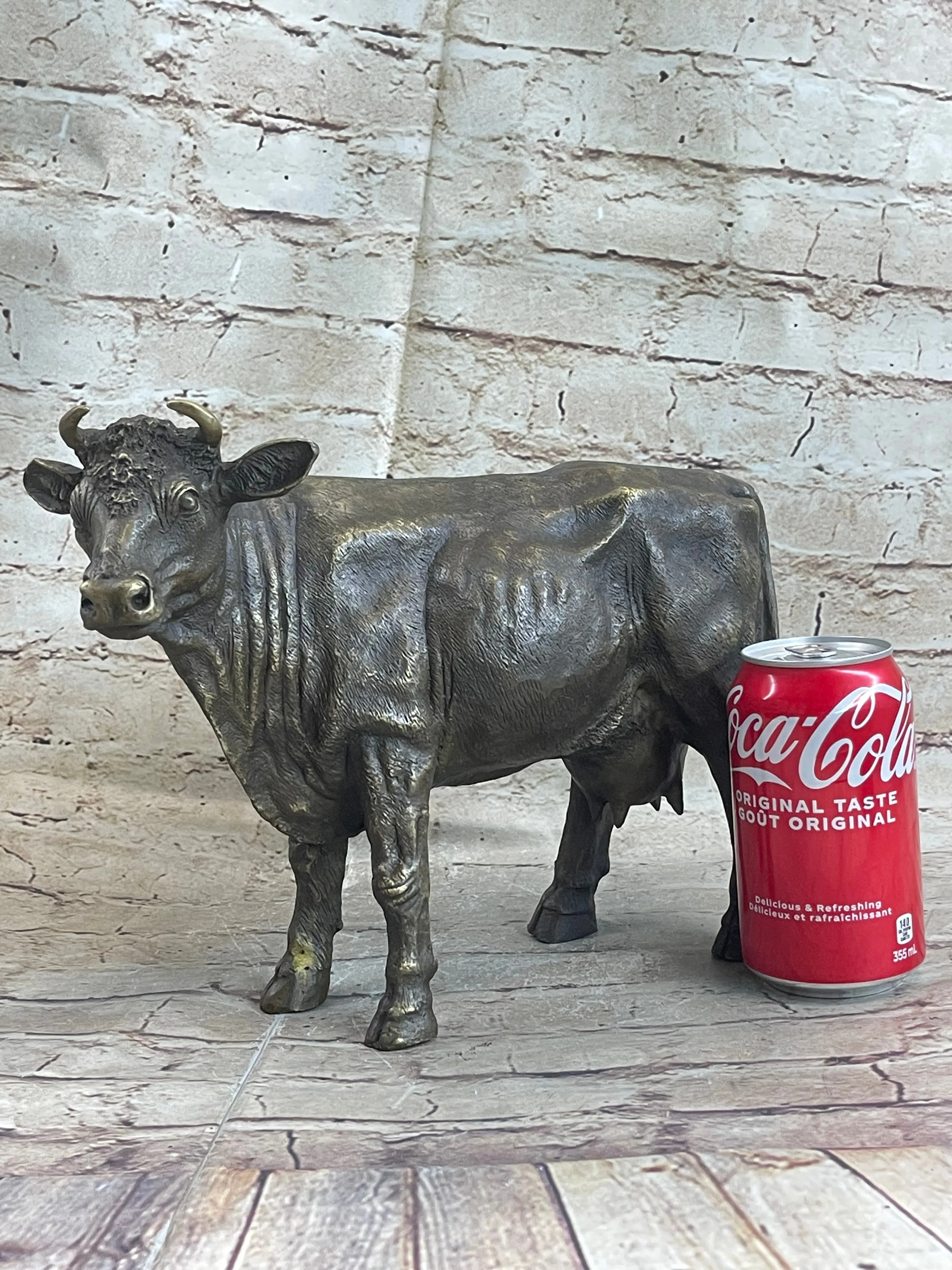 Milk Cow Cattle Bronze Statue Sculpture Figure Figurine Farm Decor 9" x 11" - Image 2