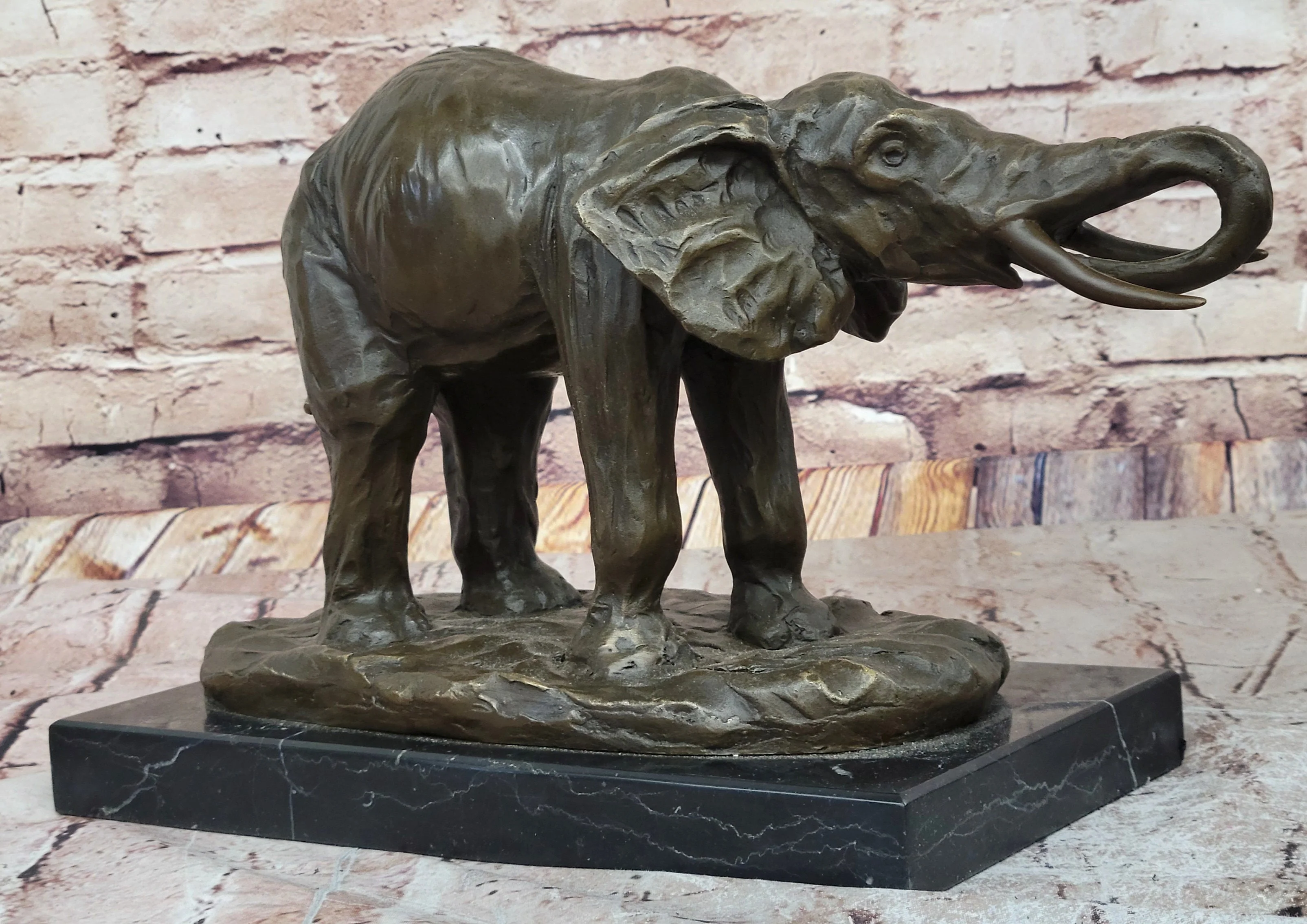 Milo Elephant Bronze Sculpture; Stunning African Wildlife Art on Marble Base - Image 3