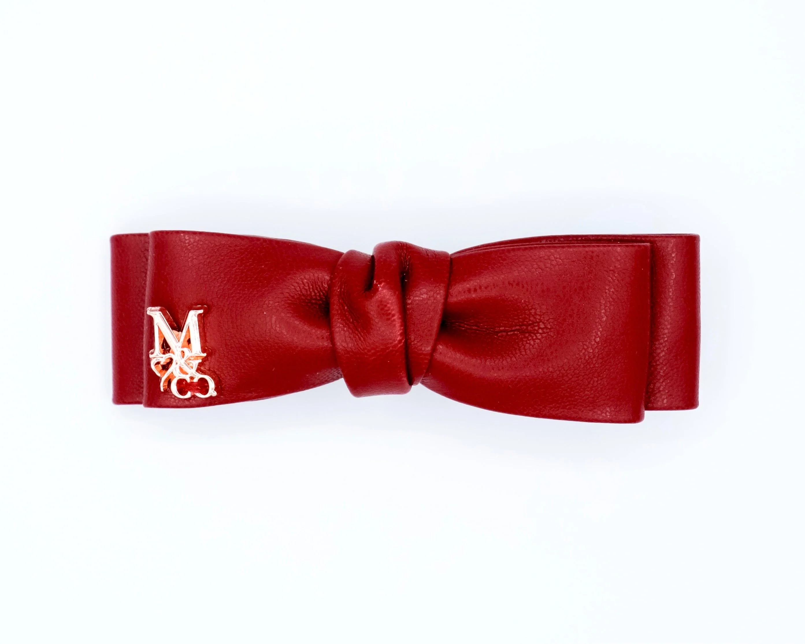 Mini Leather Bow: Maroon Red