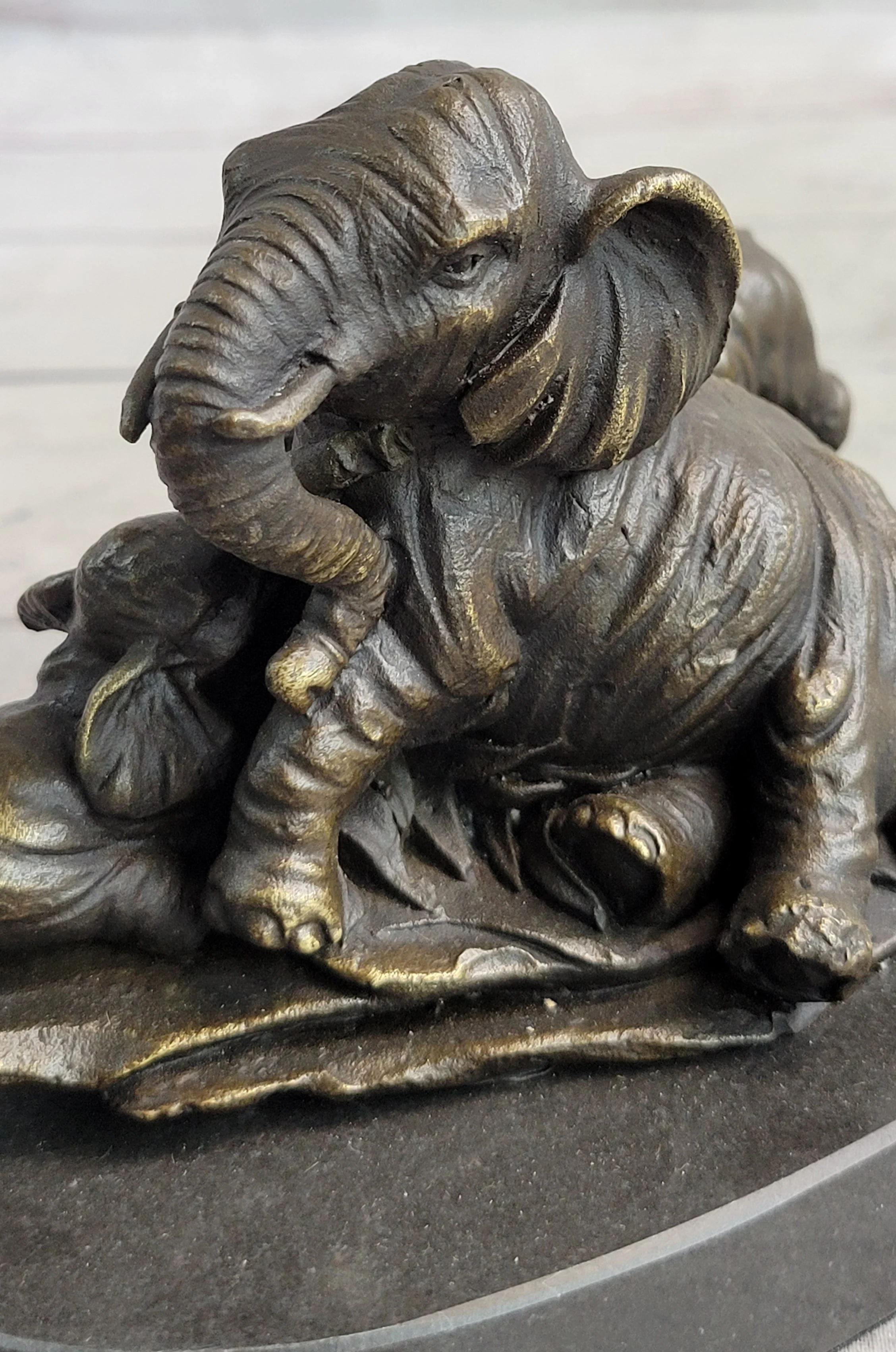 Miniature Bronze Sculpture Statue Elephant Family Figure Collectible 12" x 15" - Image 9