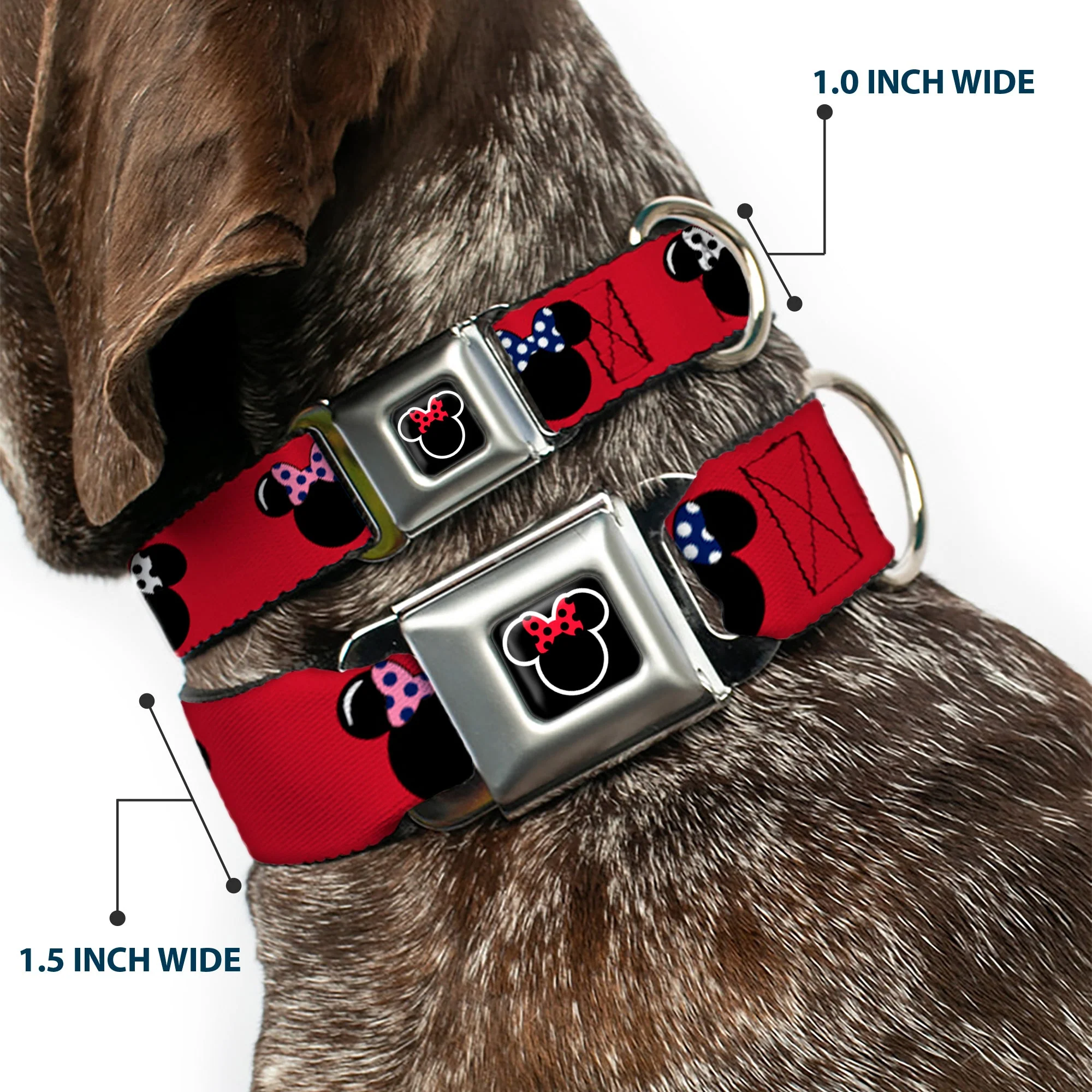 Minnie Mouse Outline Full Color Black White Red Polka Dot Seatbelt Buckle Collar - Minnie Mouse Silhouette Red/Black/Polka Dot - Image 2