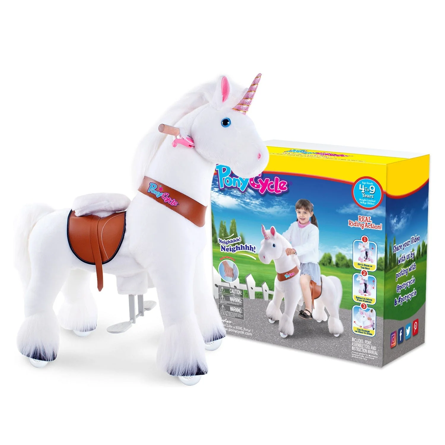 Model U Unicorn Riding Toy For Age 4-7 White - Image 10