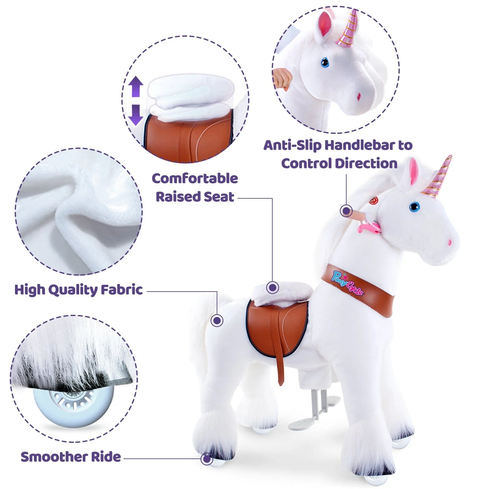 Model U Unicorn Riding Toy For Age 4-7 White - Image 4