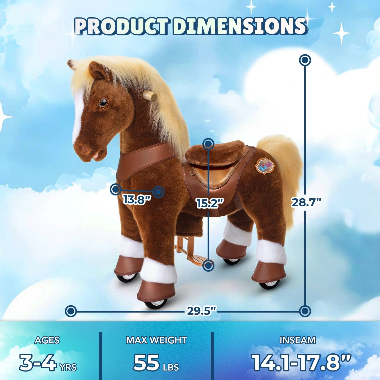 Model Y Brown Horse Rideable Toy for Age 3-4 - Image 6