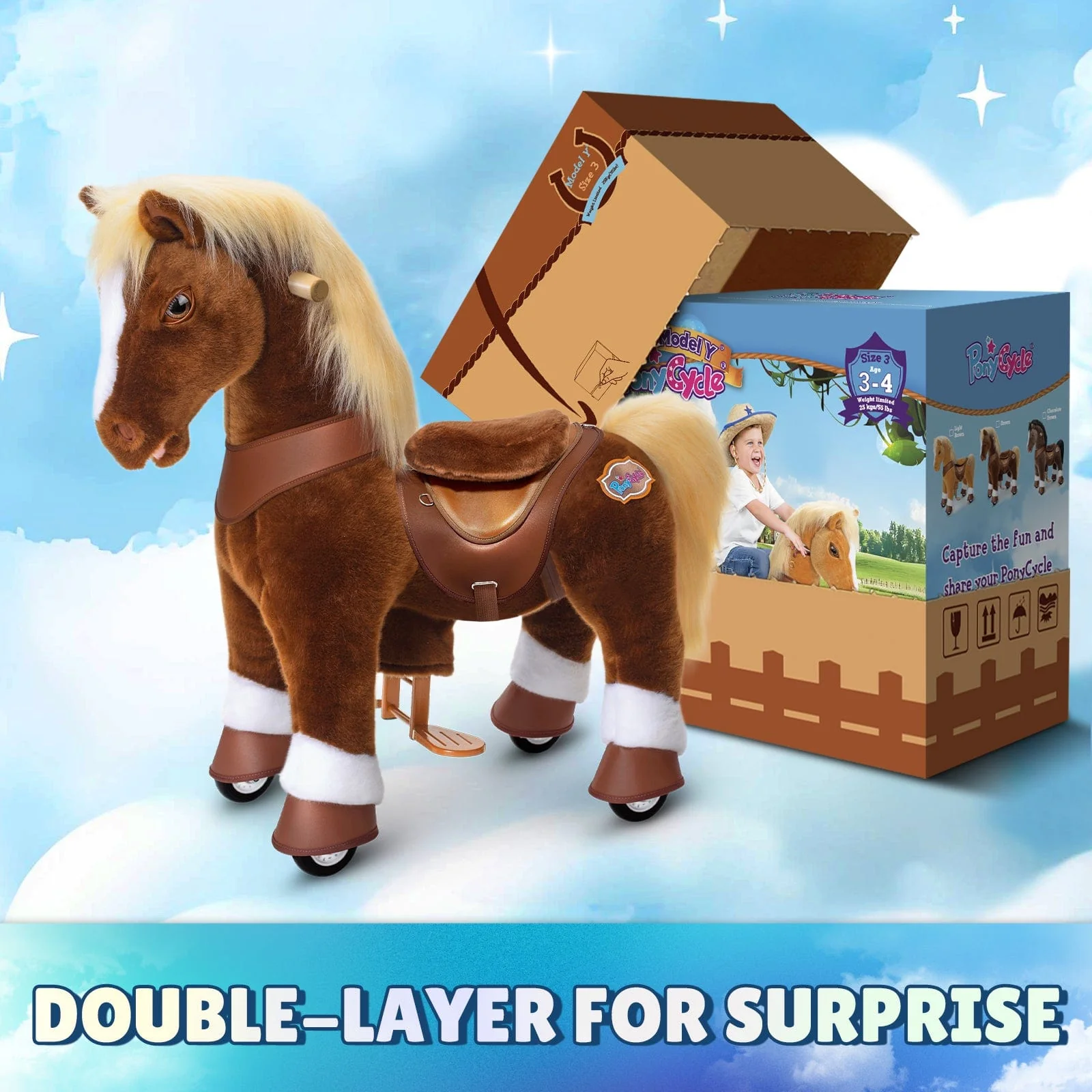 Model Y Brown Horse Rideable Toy for Age 3-4 - Image 8
