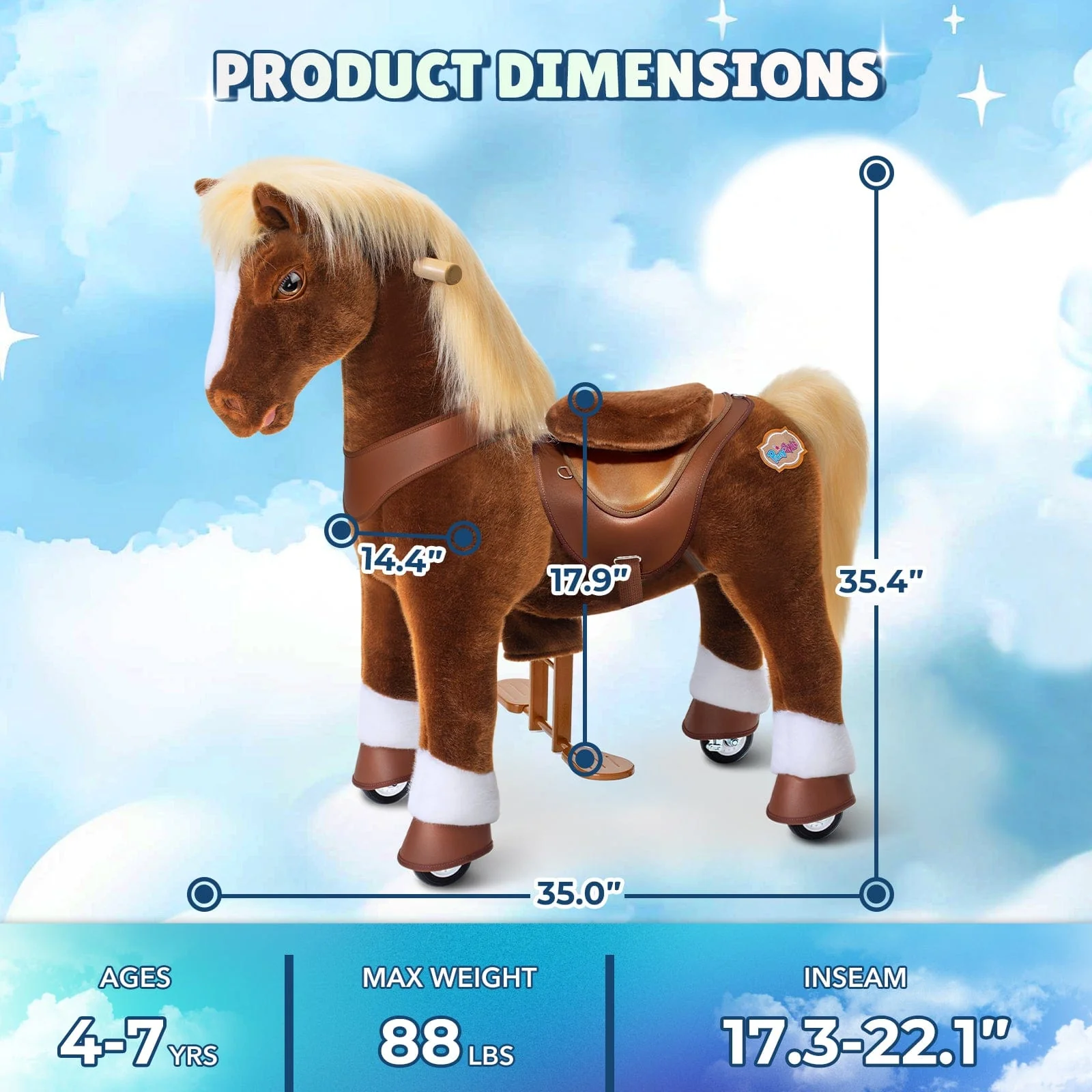 Model Y Brown Horse Rideable Toy for Age 4-7 - Image 6