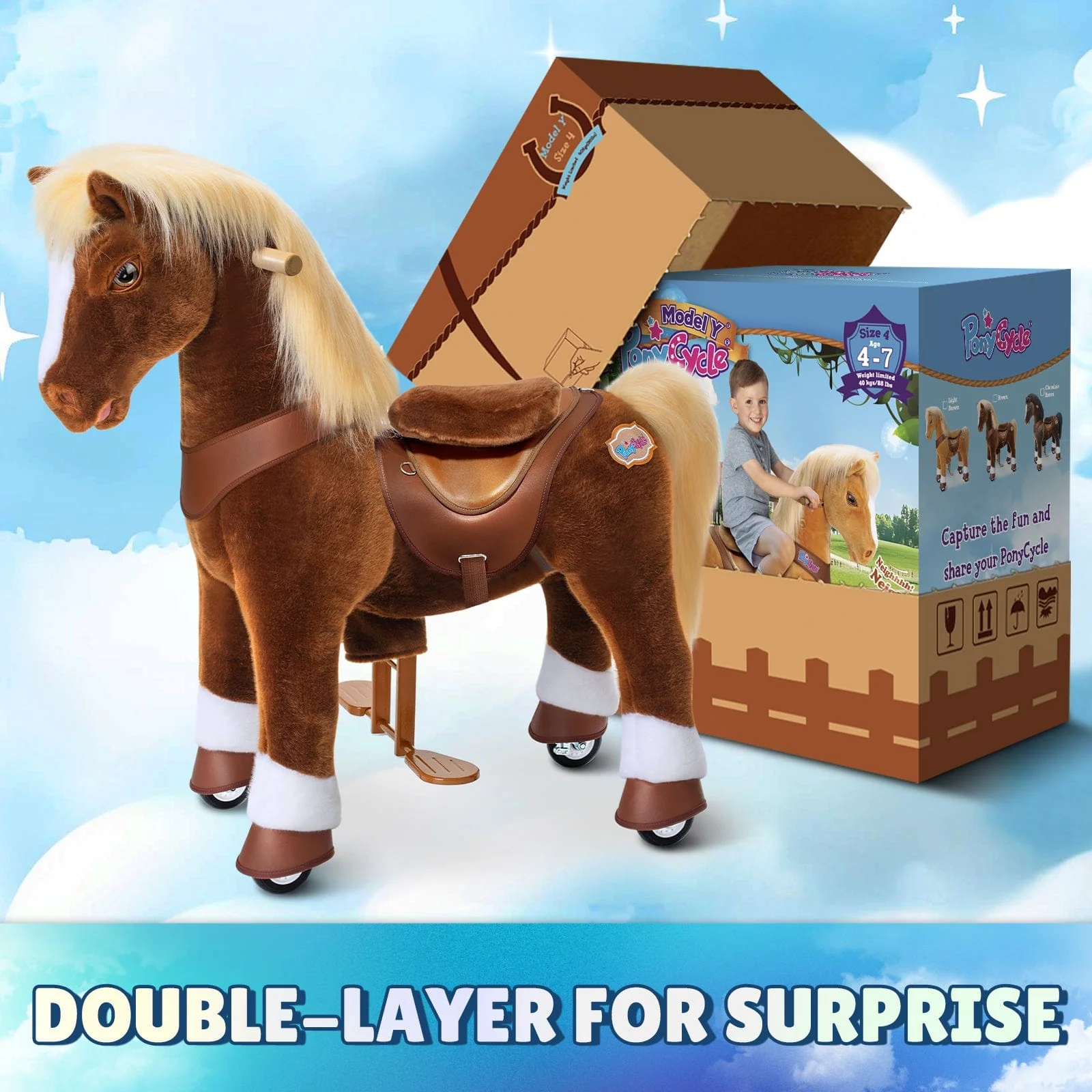 Model Y Brown Horse Rideable Toy for Age 4-7 - Image 8