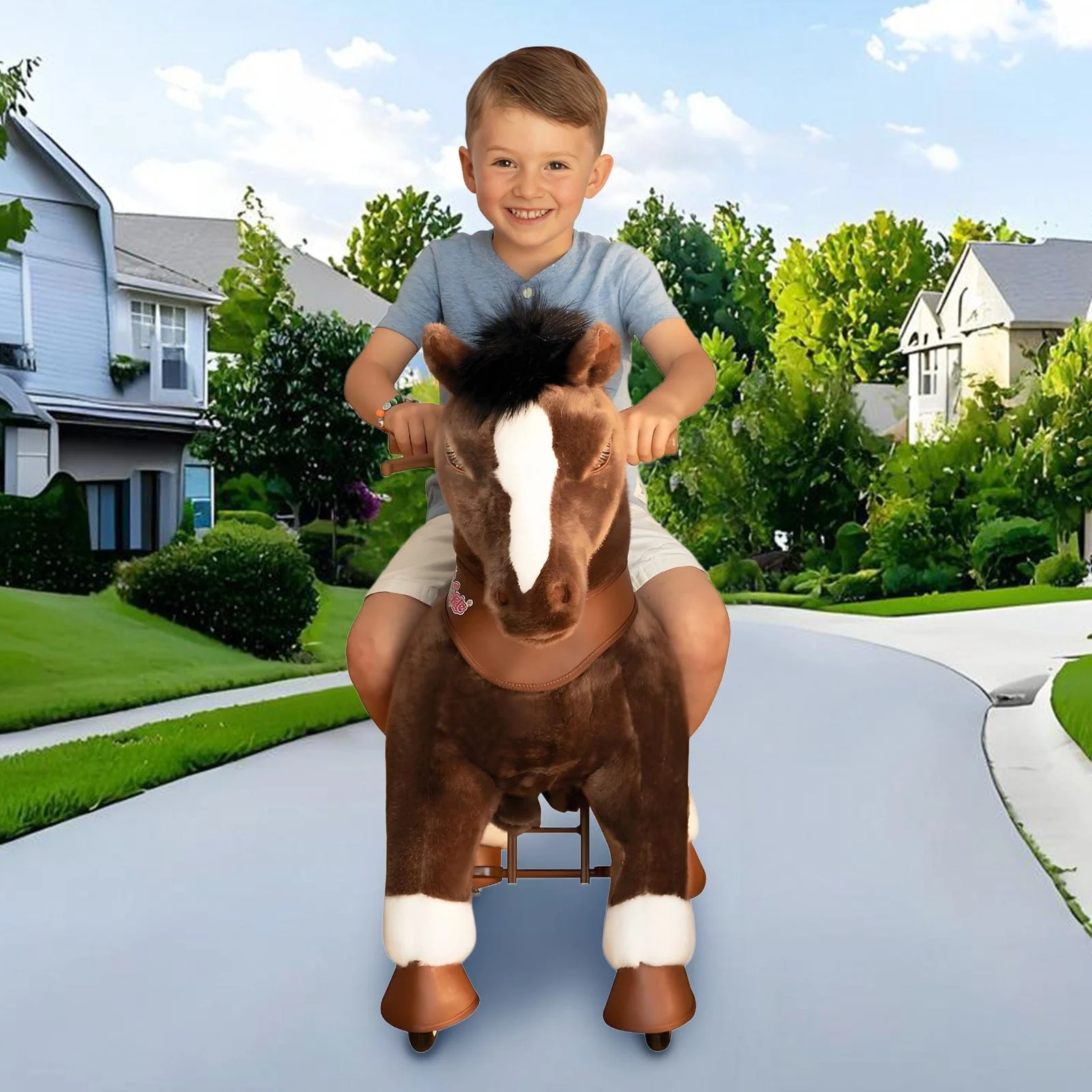 Model Y Chocolate Brown Horse Rideable Toy for Age 4-7 - Image 2