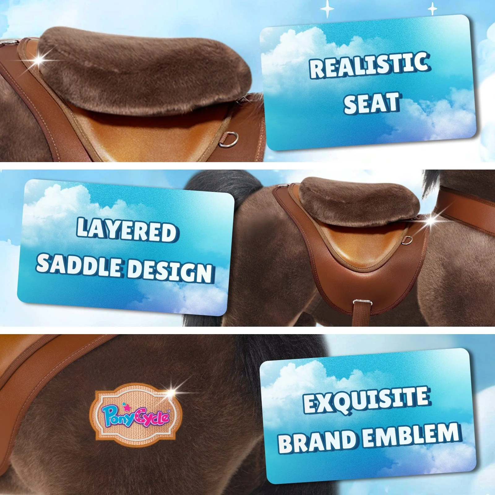 Model Y Chocolate Brown Horse Rideable Toy for Age 4-7 - Image 5