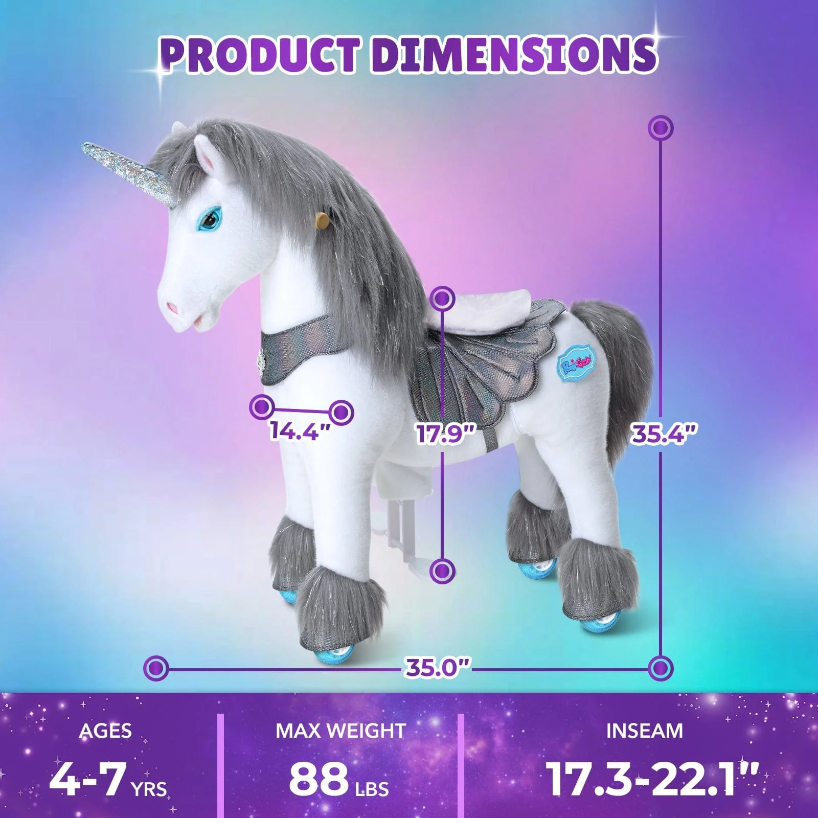 Model Y Grey Unicorn Rideable Toy for Age 4-7 - Image 6